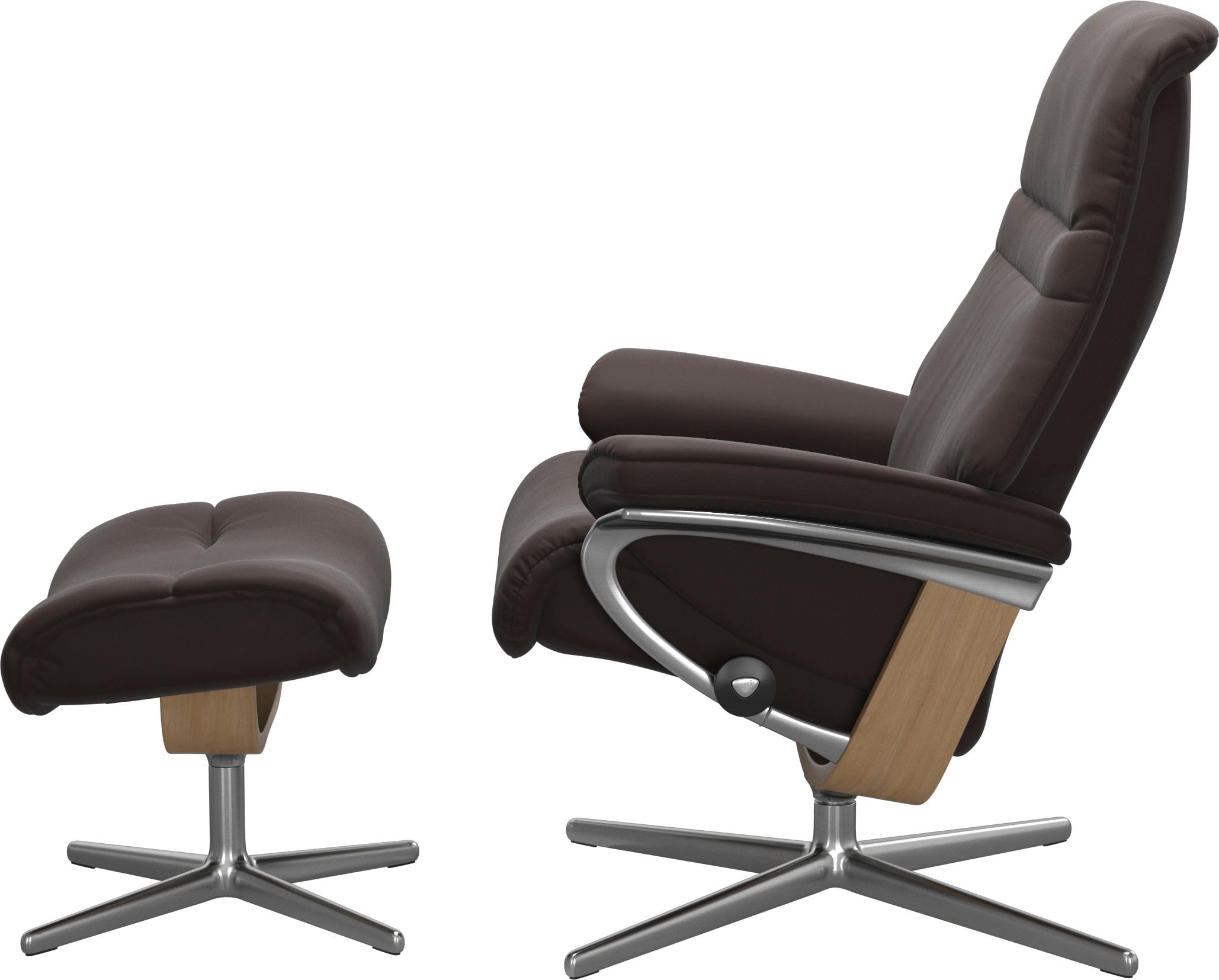 Stressless® Relaxsessel »Sunrise«, (Set, Relaxsessel mit Hocker), mit Hocker, mit Cross Base, Größe S, M & L, Holzakzent Eiche