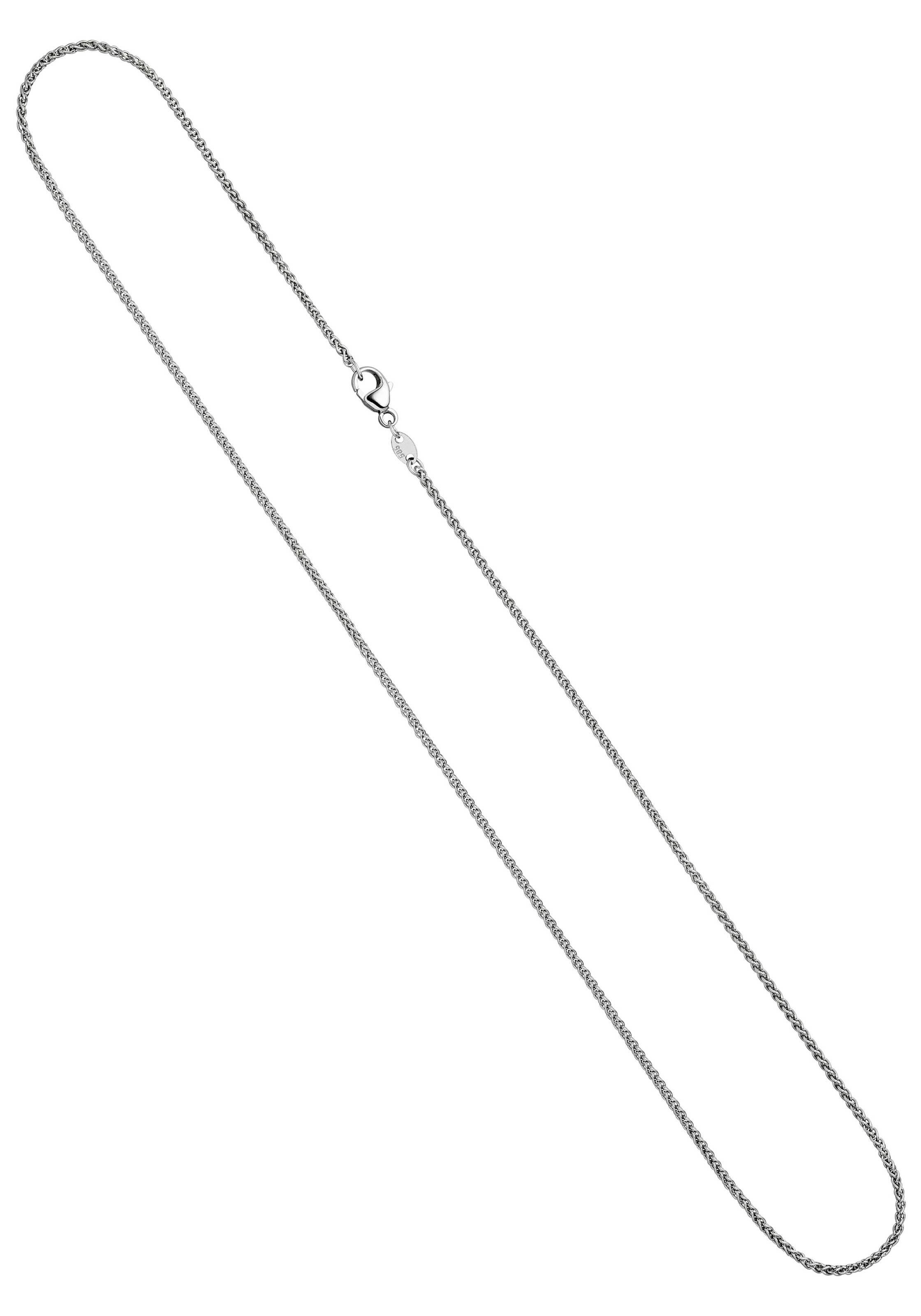 Kette ohne Anhänger, Zopfkette 585 Weißgold 45 cm 1,2 mm