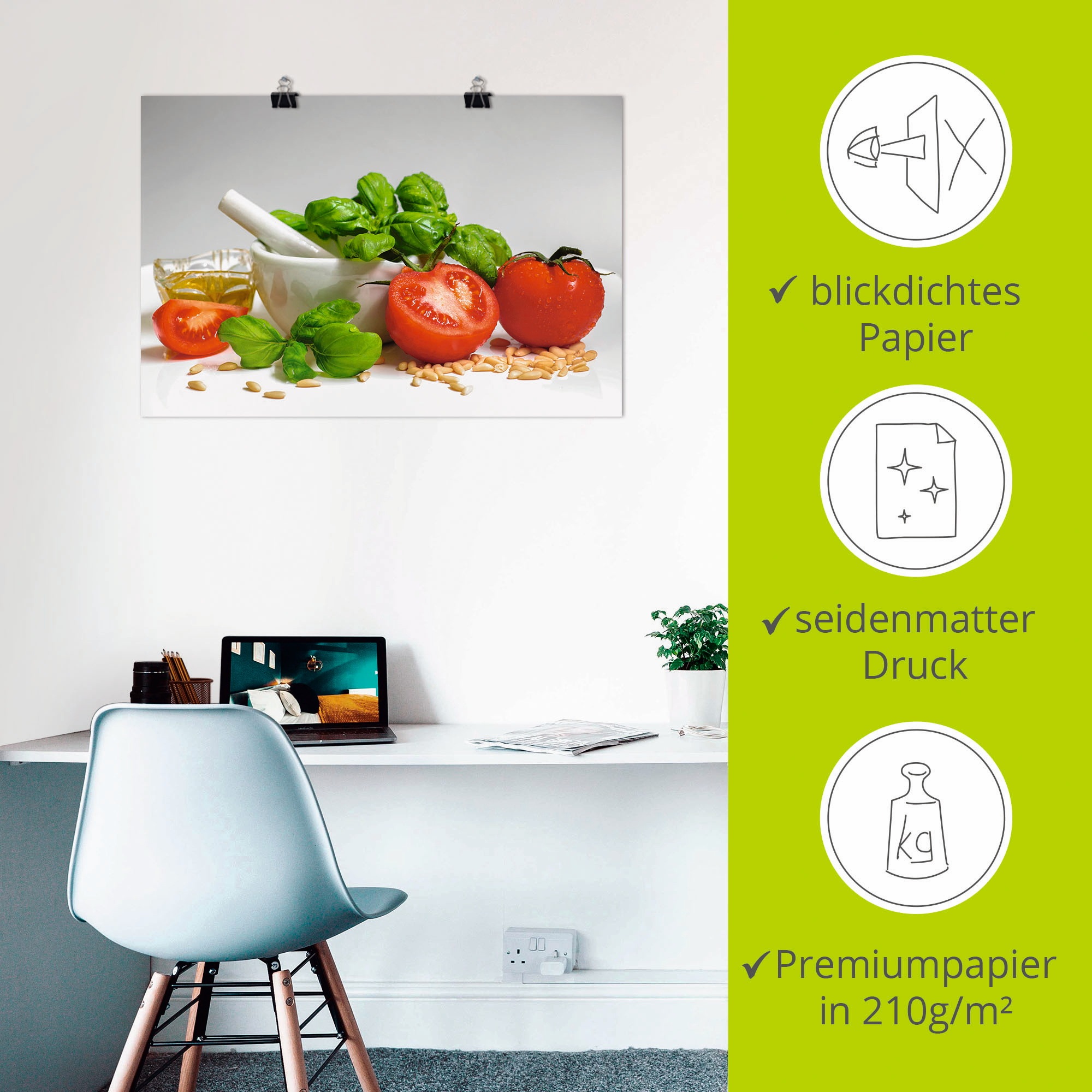 Artland Wandbild »Bereit für Pesto«, Lebensmittel, (1 St.), als Leinwandbild, Poster, Wandaufkleber in verschied. Größen
