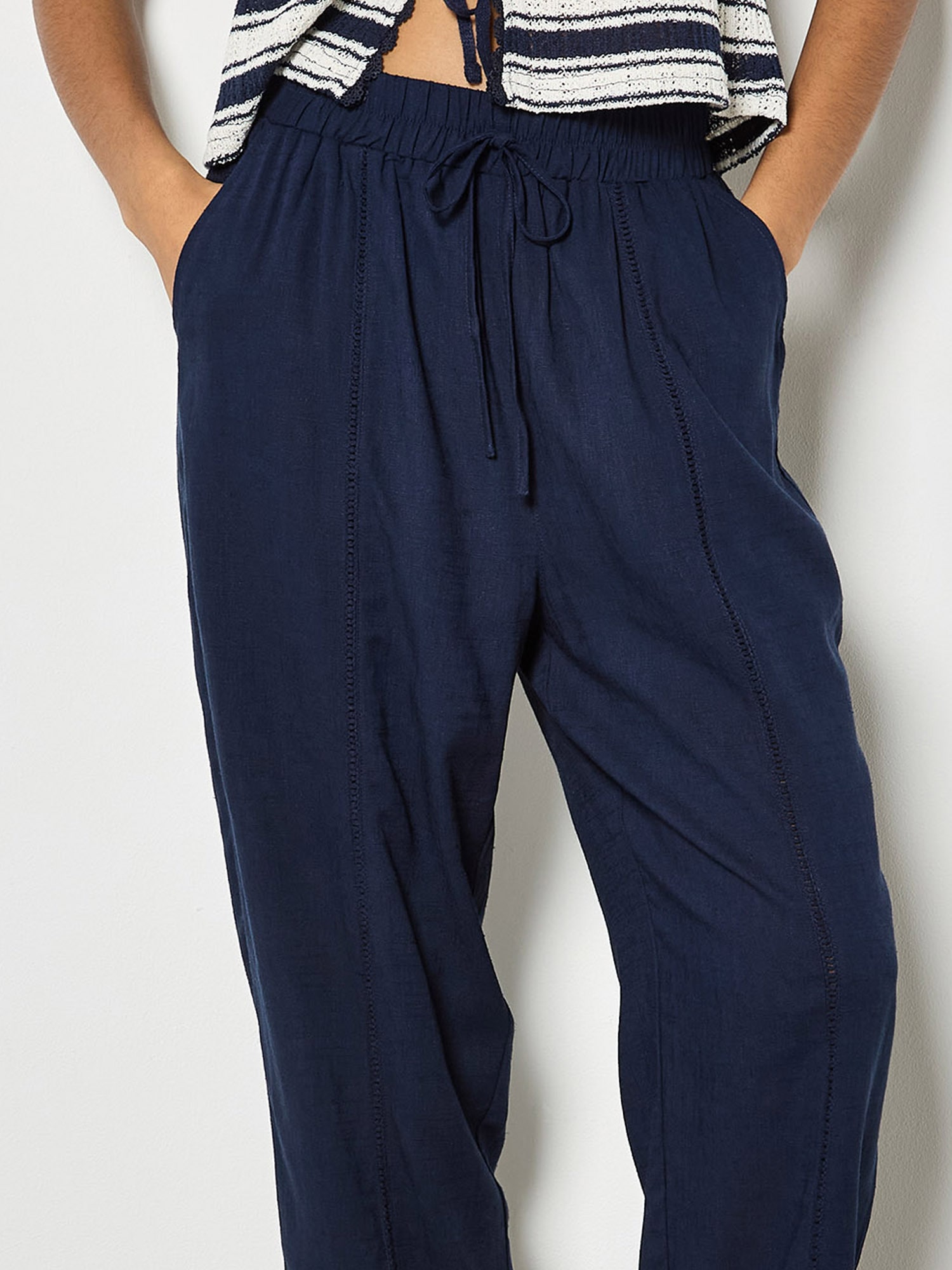 Apricot Jogginghose »Jogginghose aus Leinen«  mit Ziernaht-Einsätzen