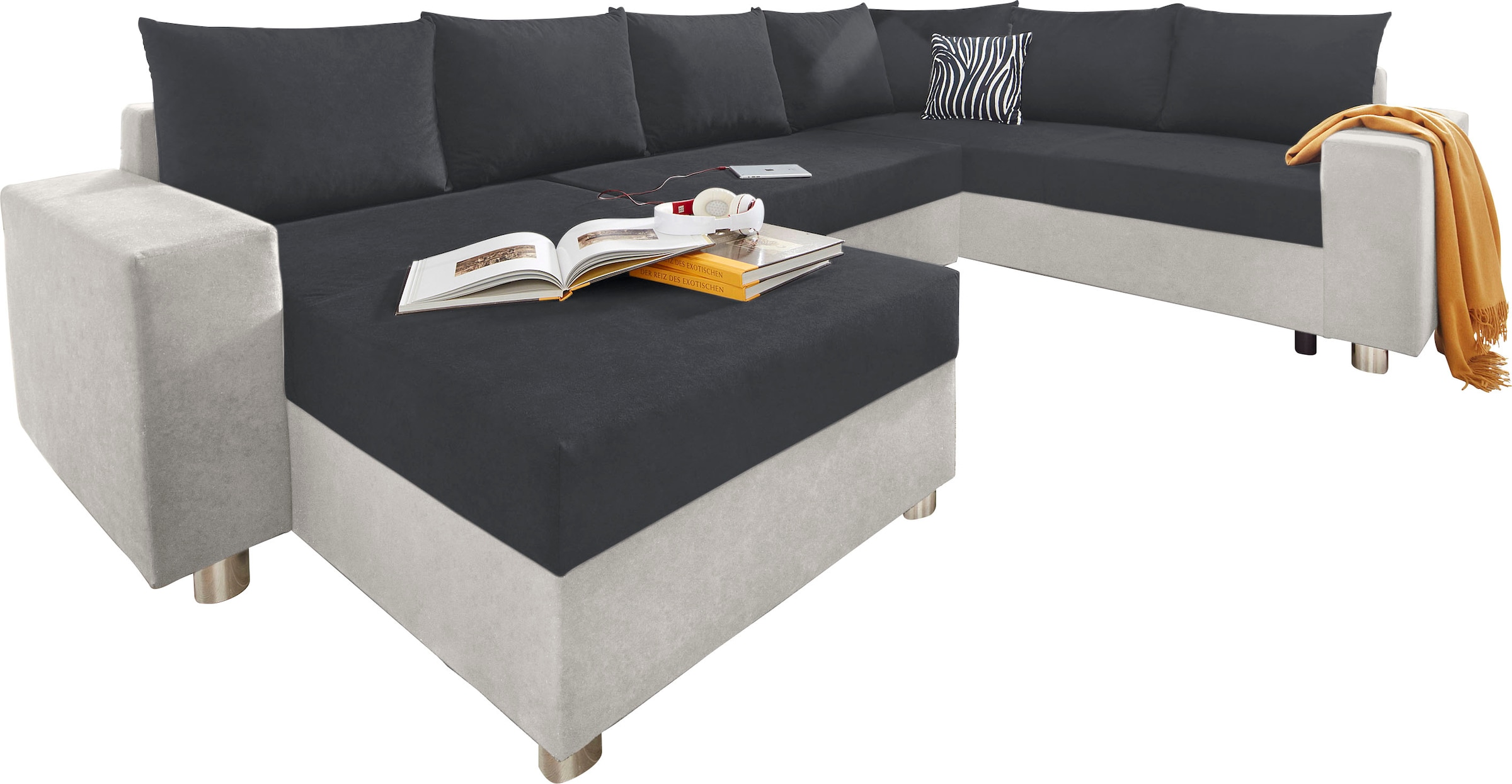 COLLECTION AB Wohnlandschaft »Paris U-Form«, mit Federkern, wahlweise mit Bettfunktion und Bettkasten