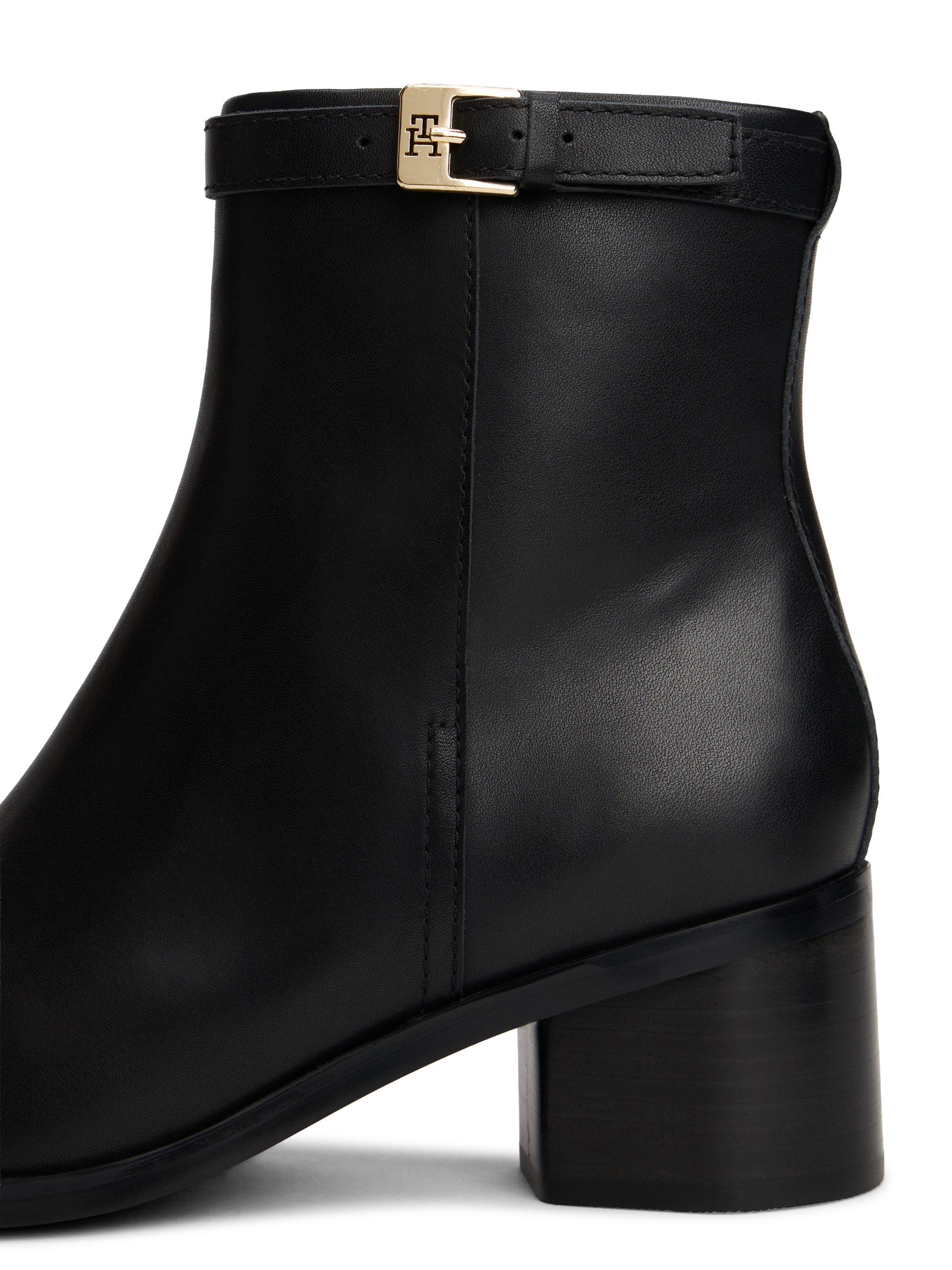 Tommy Hilfiger Stiefelette »TH BUCKLE RIDING MID HEEL BOOTIE«, Blockabsatz, Businesschuh mit Zierschnalle am Schaftrand