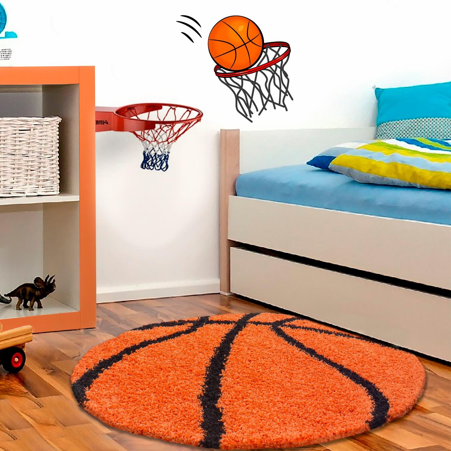 Ayyildiz Teppiche Kinderteppich »Fun 6002«, rund, 30 mm Höhe, Motiv Basketball, Kinder- und Jugendzimmer