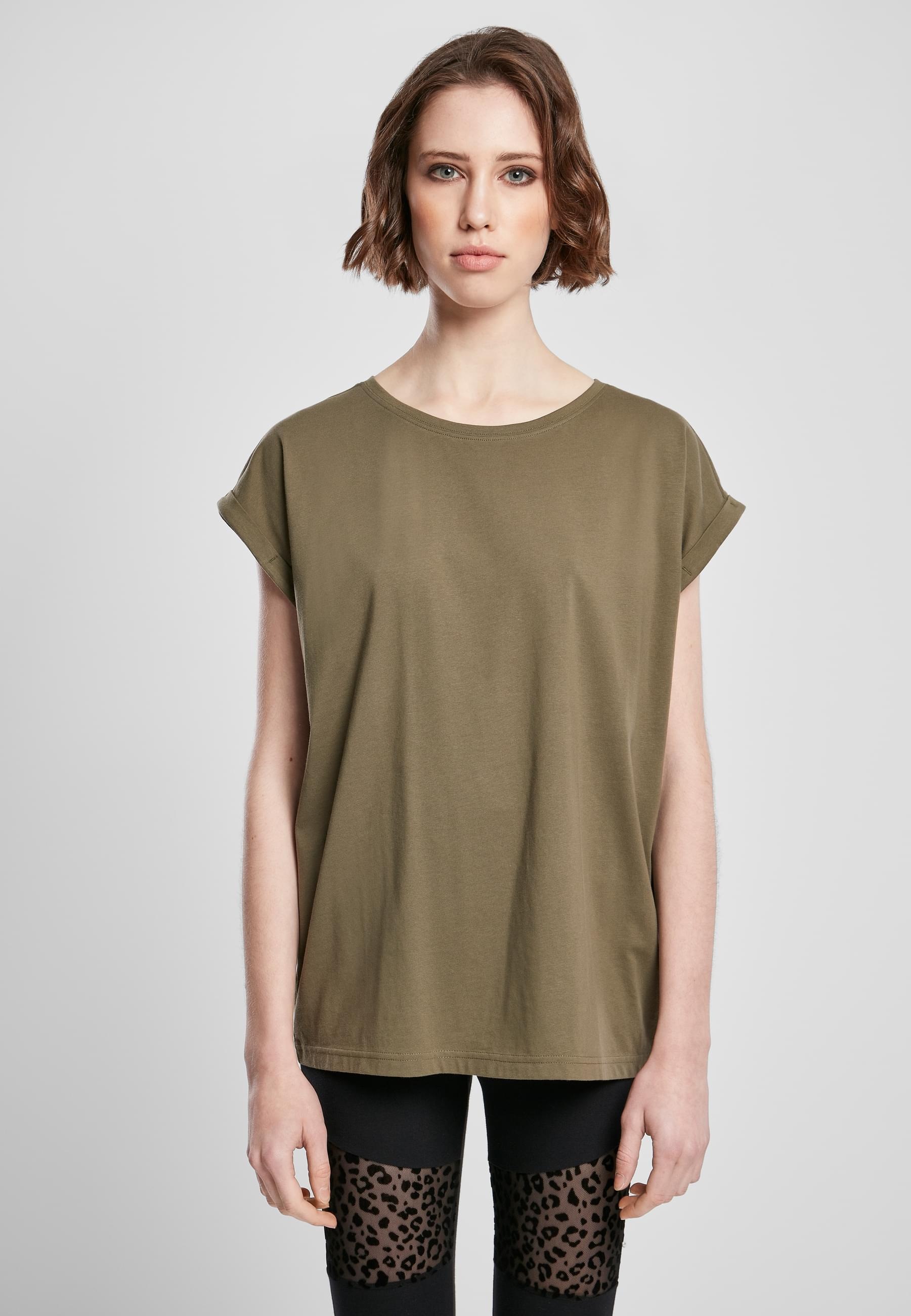 URBAN CLASSICS Kurzarmshirt »Urban Classics Damen Ladies Organic Extended Shoulder Tee«, (1 tlg.)