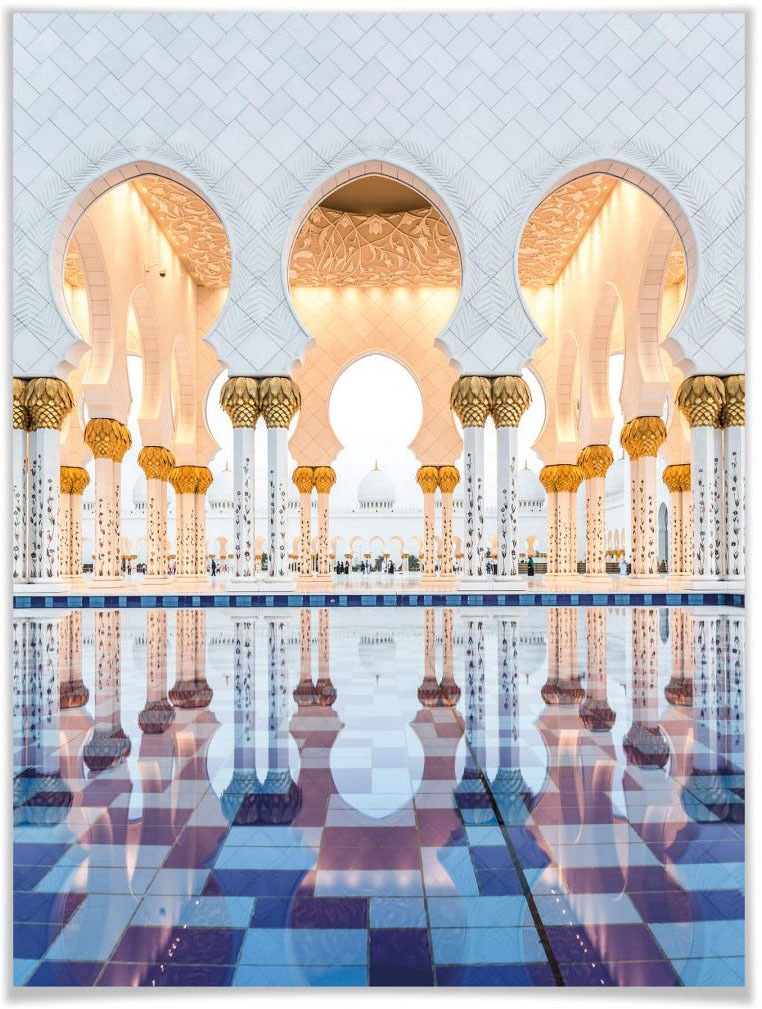 Poster »Sheikh Zayed Moschee Abu Dhabi«, Gebäude, (1 St.), Poster ohne Bilderrahmen