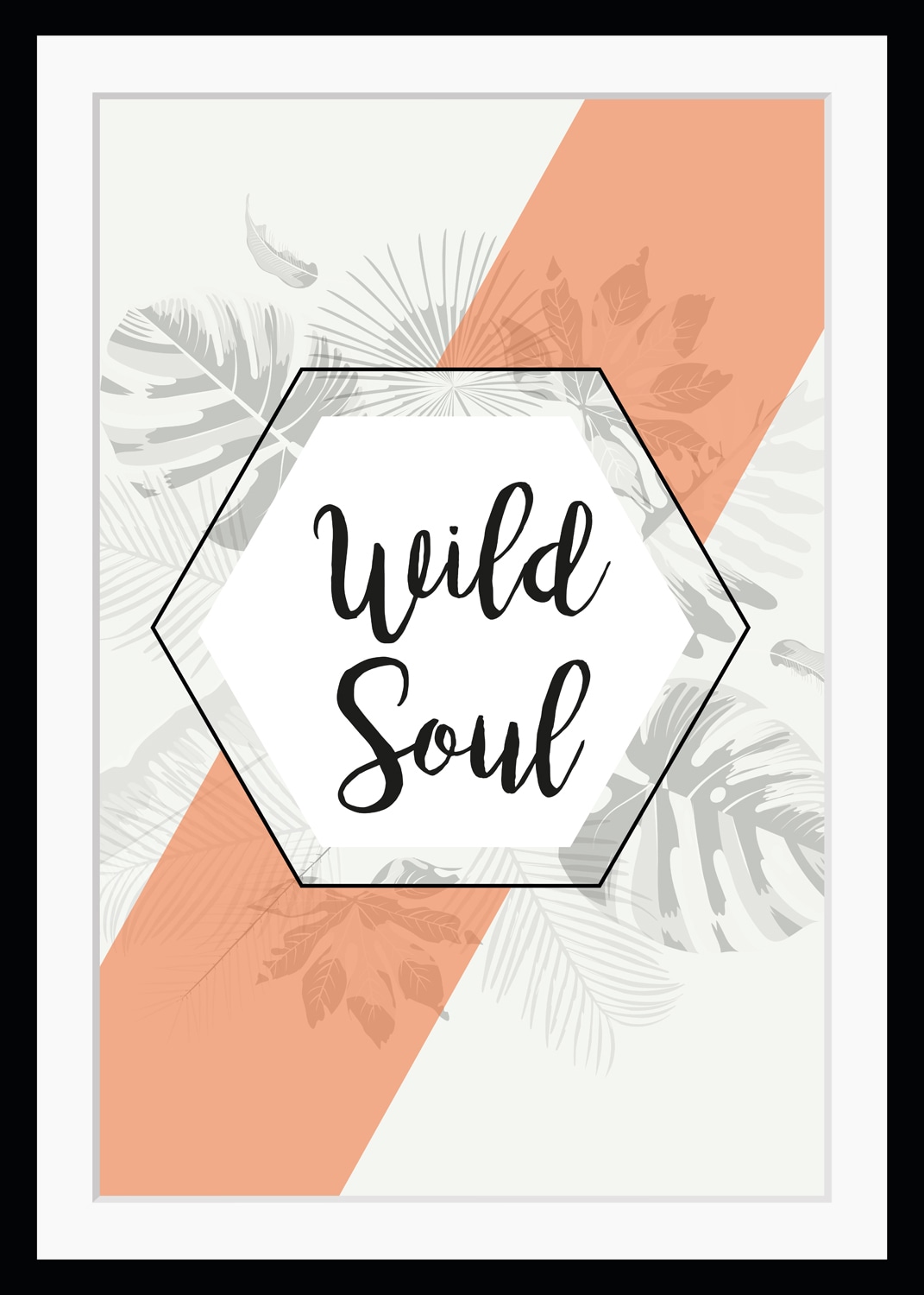 queence Bild "Wild Soul" Schriftzug Sprüche & Texte HD Premium Poster-Druck inkl. Holzrahmen