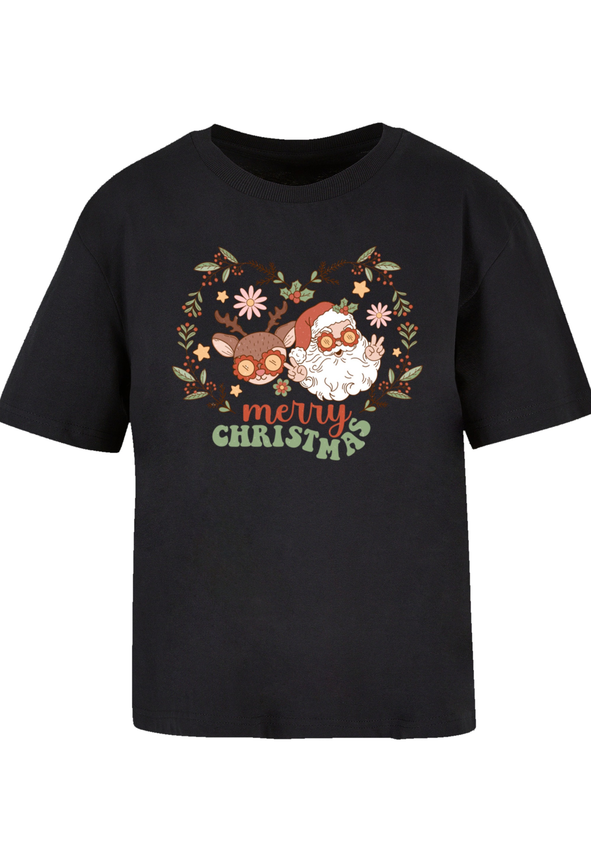 F4NT4STIC T-Shirt »Weihnachten Hippie Santa And Reindeer«, Premium Qualität, Weihnachts-Kollection