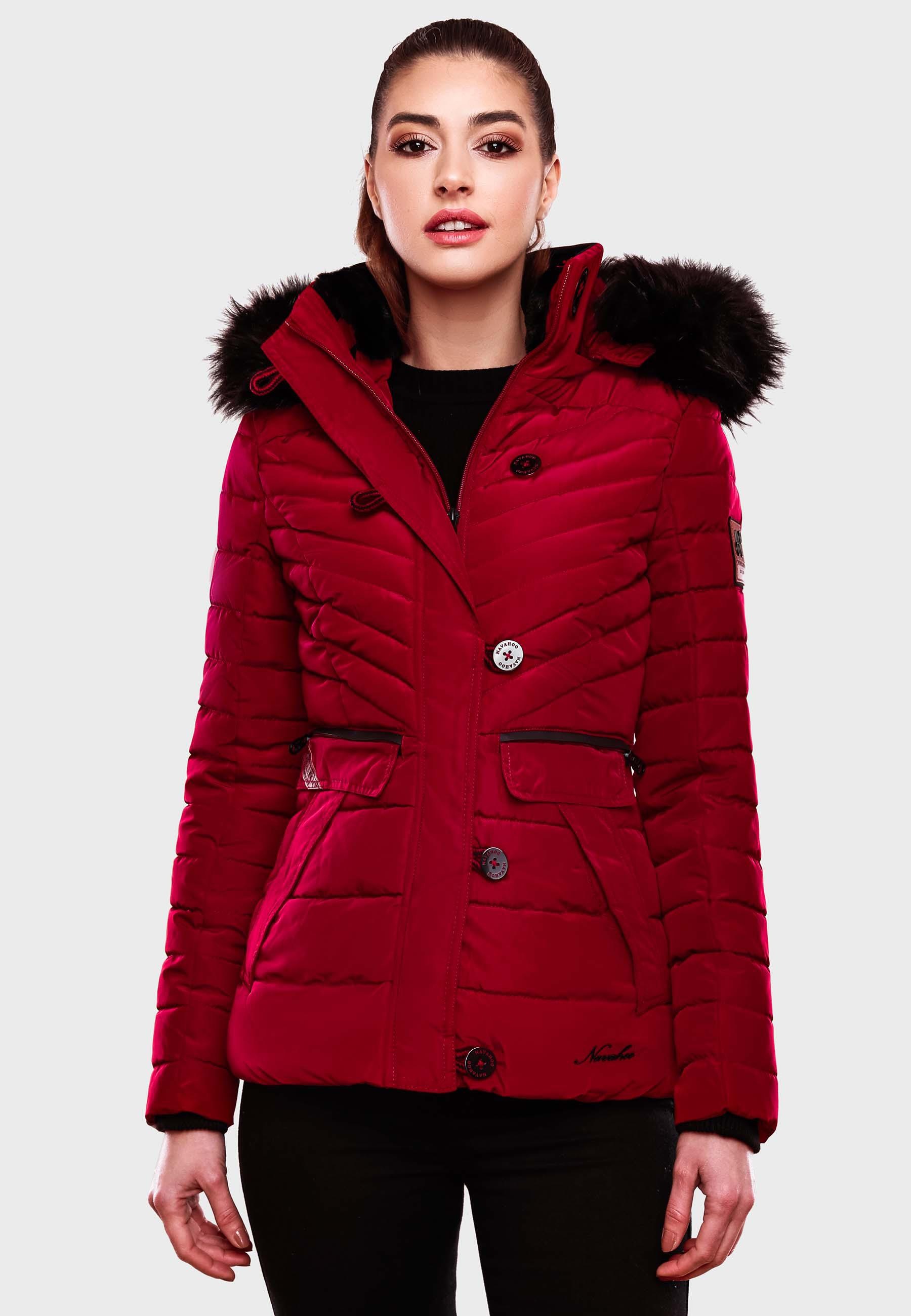 Navahoo Winterjacke »Wisteriaa«, mit Kapuze, Warm gefütterte Steppjacke mit Kunstfell-Kapuze