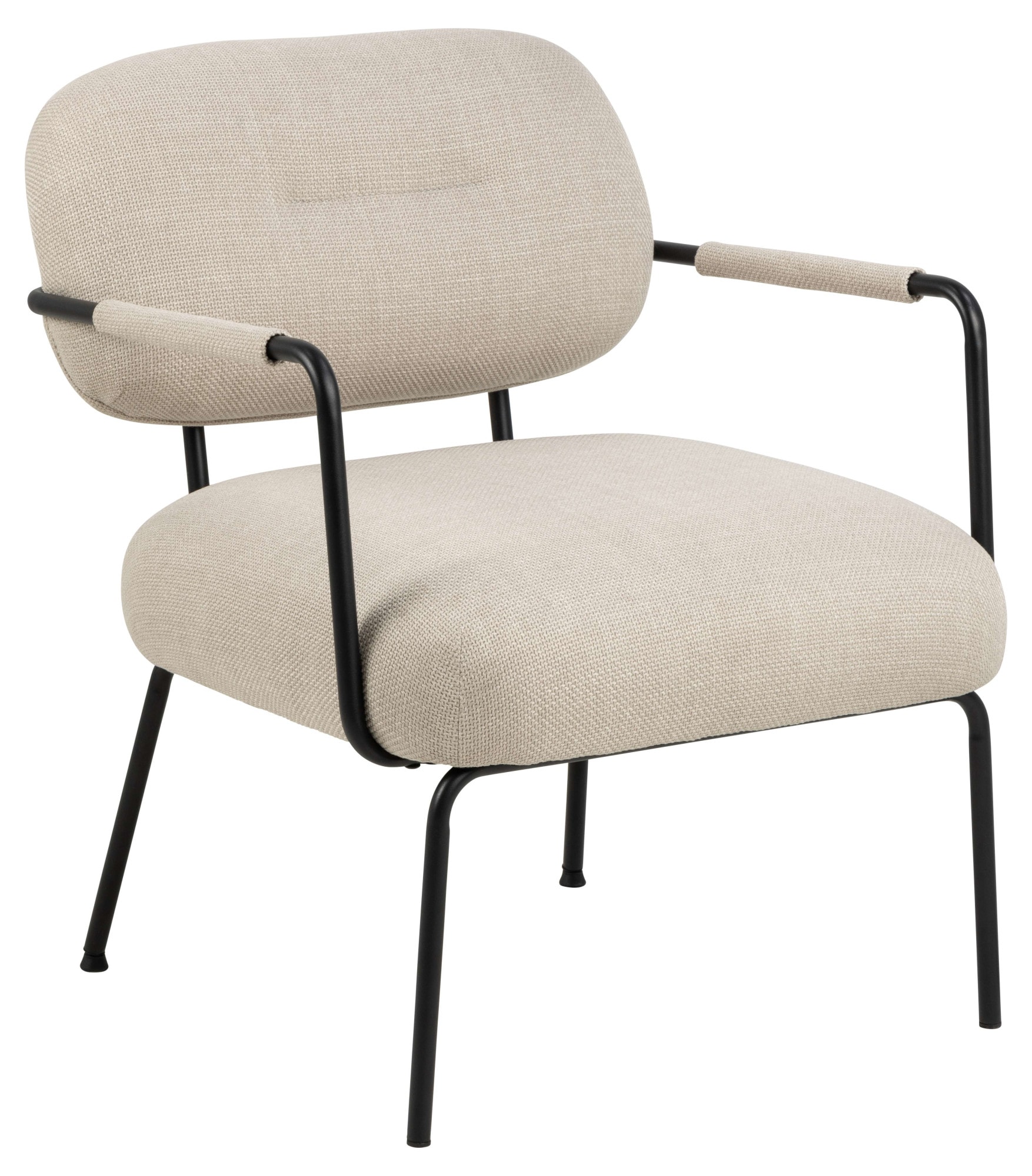 ACTONA GROUP Loungesessel »Dillon Polstersessel, Armlehne,«, Loungestuhl, beiger Stoff, schwarze Stahlbeine, Sitzhöhe: 46,5 cm