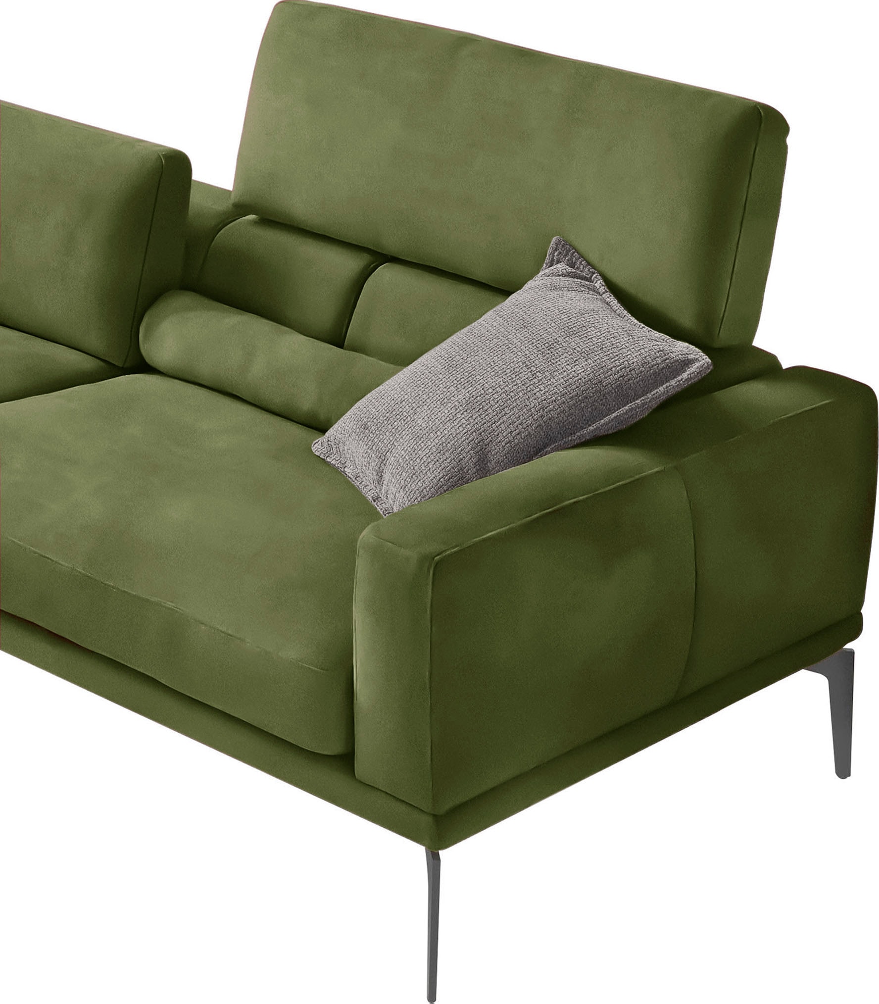 Egoitaliano Ecksofa »Masu, Design trifft sensationellen Sitzkomfort«, inkl. 2 Kissenrollen, Rückenelemente manuell verstellbar, Metallfüße
