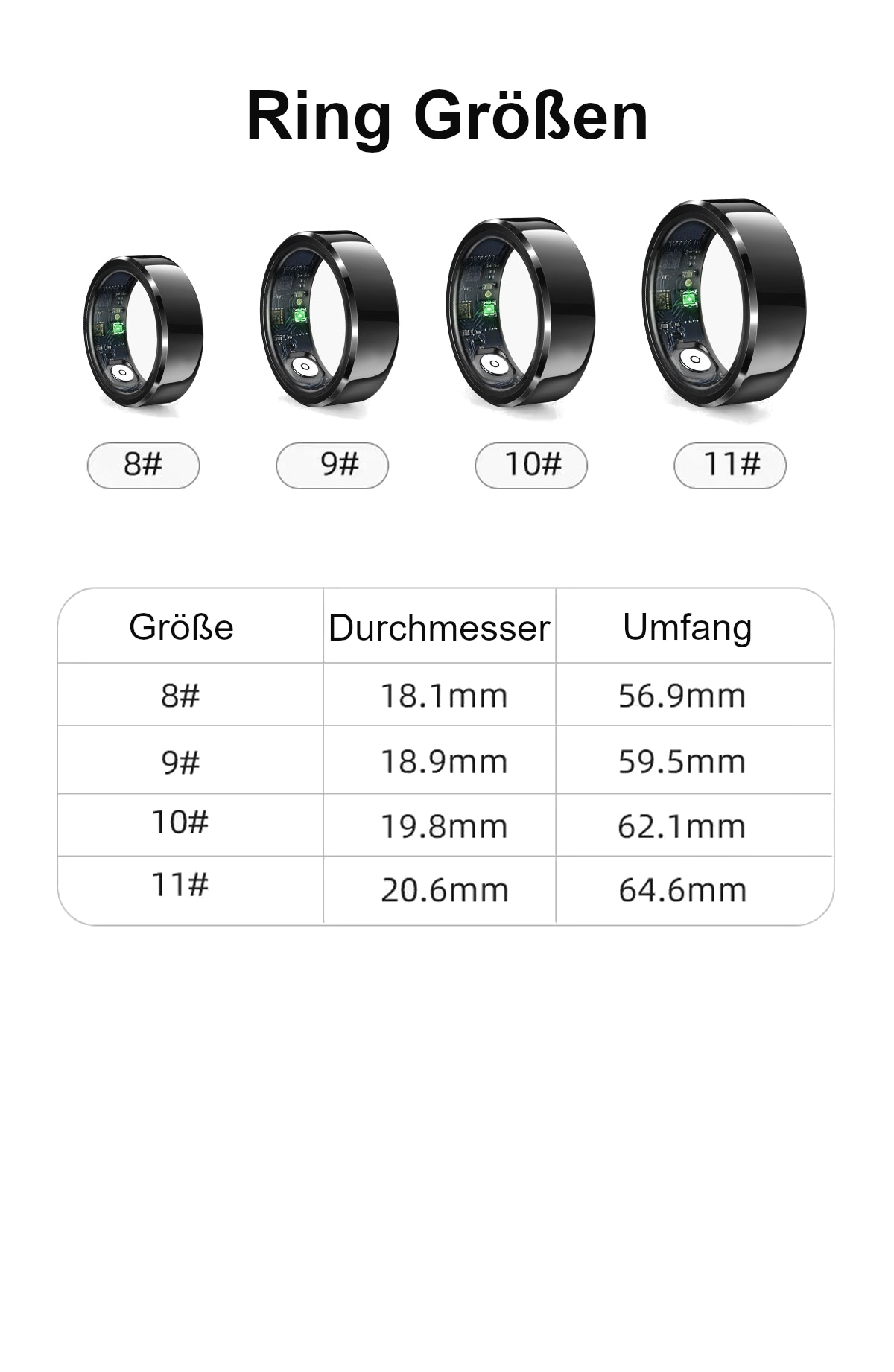 felixx Activity Tracker »Smart Ring SR6-Schwarz-Größe 11 (64,6mm)«