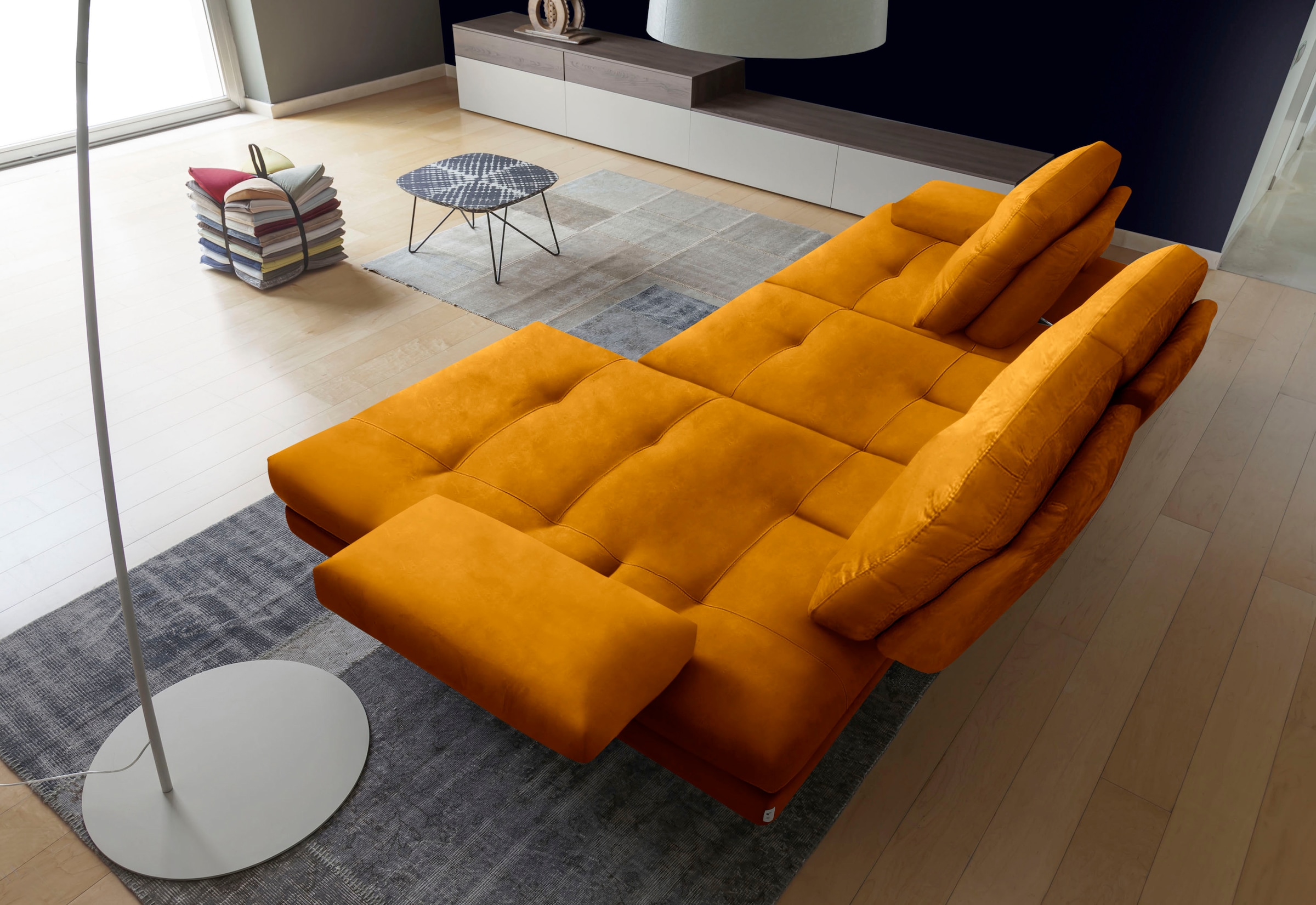 CALIA ITALIA Ecksofa »Toby Wing, L-Form, Designsofa mit sensationellem Sitzkomfort«, inklusive Sitztiefenverstellung, Füße in chrom glänzend