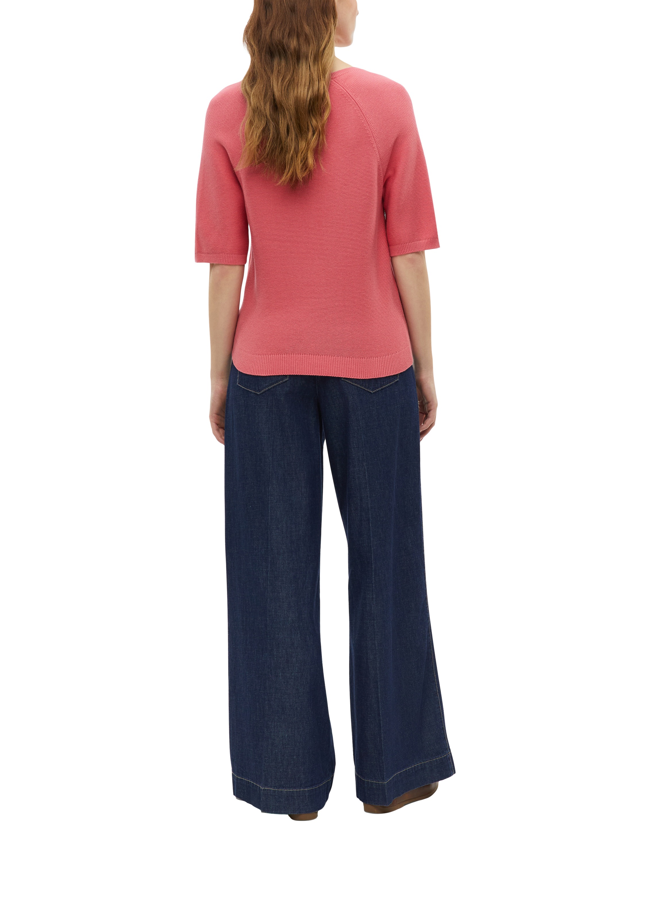 s.Oliver V-Ausschnitt-Pullover V-Ausschnitt, Halbarm, unifarben