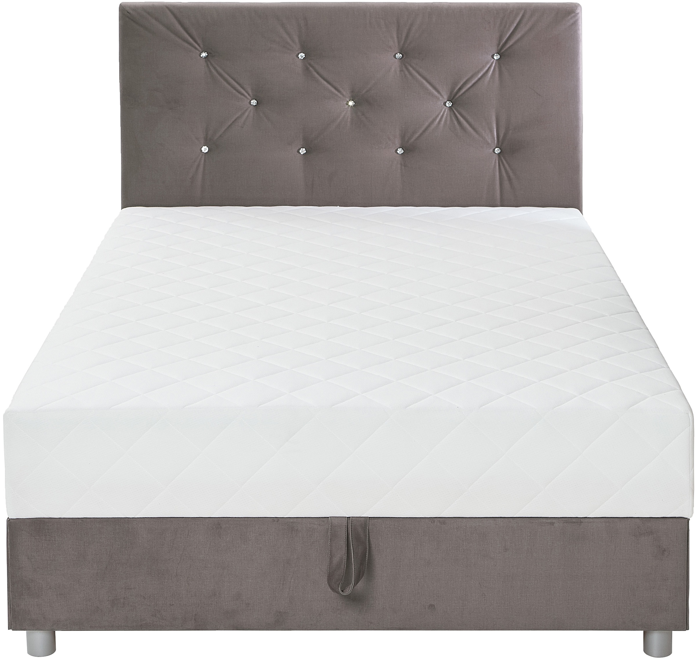 ATLANTIC home collection Boxbett »CELIA im hochwertiger Samtoptik«, mit Taschen-Federkernmatratze, Bettkasten und Strass-Steinen