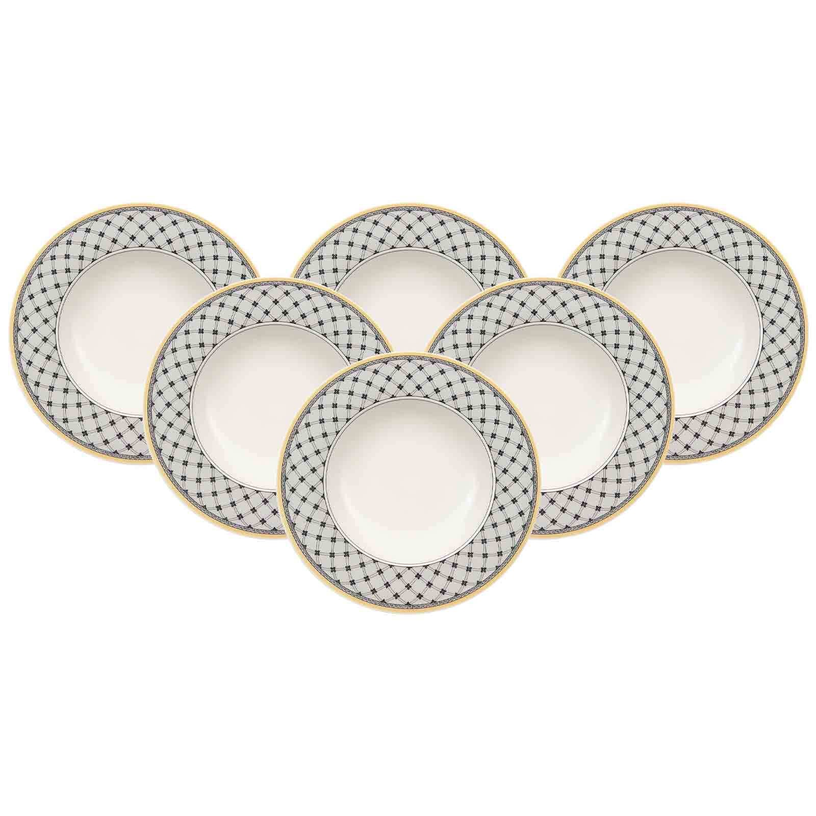 Villeroy & Boch Suppenteller "Suppenteller Audun Promenade ø 24,2 cm 6er Set weiß-grau-gelb"