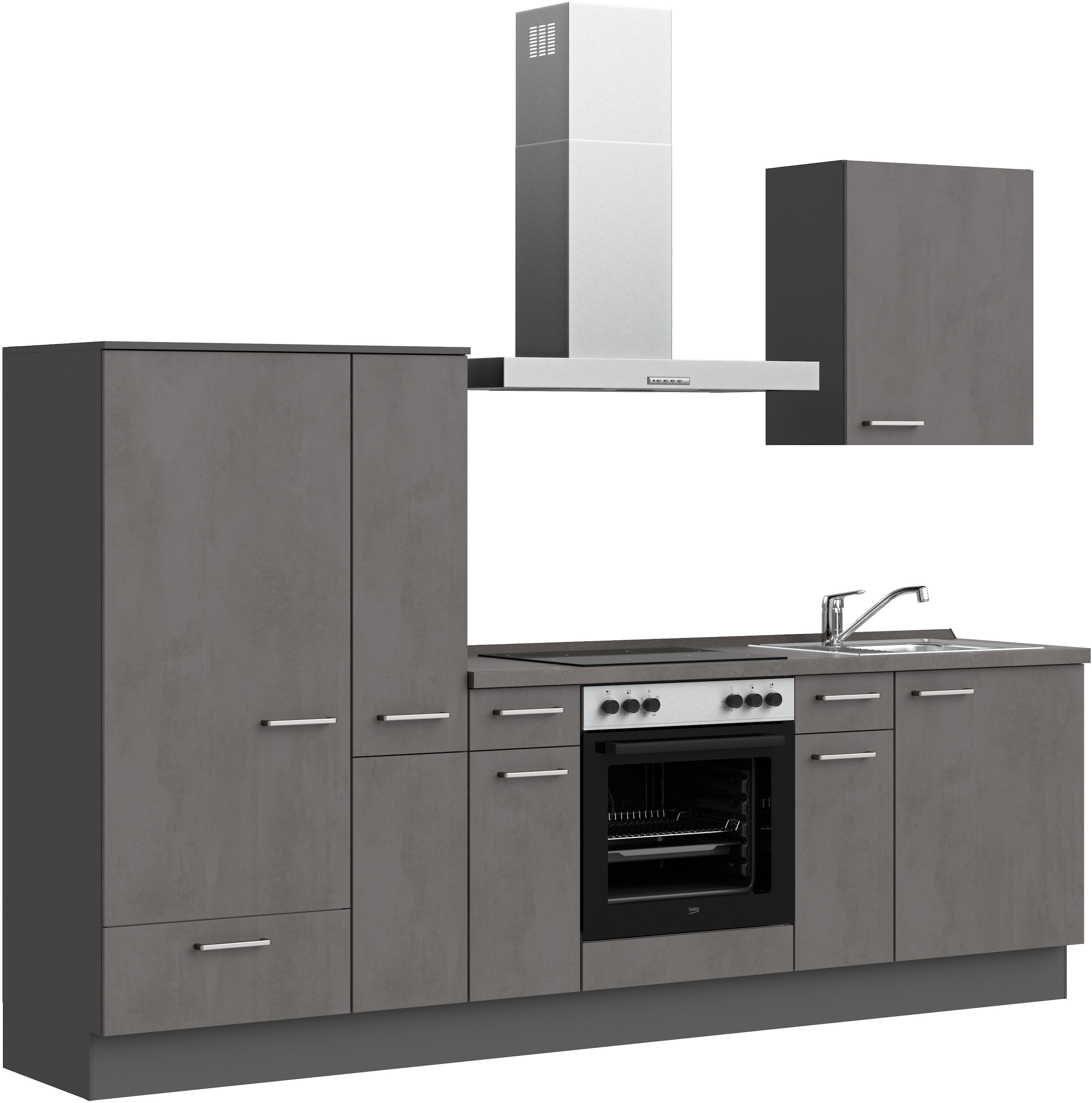 nobilia® Küchenzeile »"Riva I"« vormontiert, Ausrichtung wählbar, Breite 270 cm, wahlw. mit E-Geräten