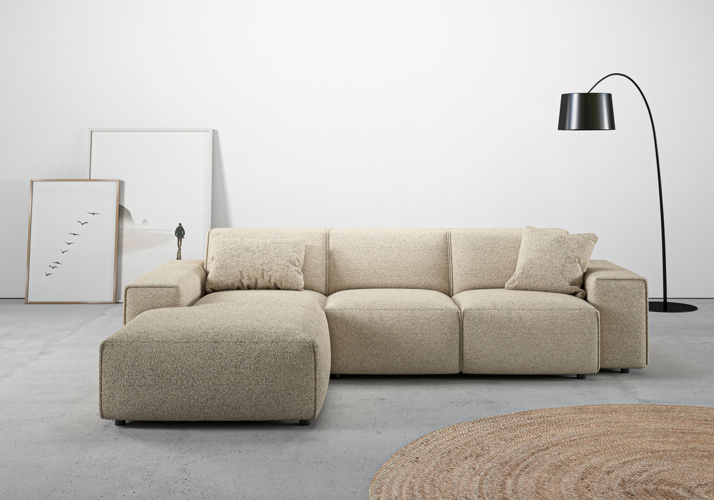 andas Ecksofa »Glimminge L-Form auch in Breitcord, Feincord + Easy care-Bezug,«, Breite 264, Zierkissen