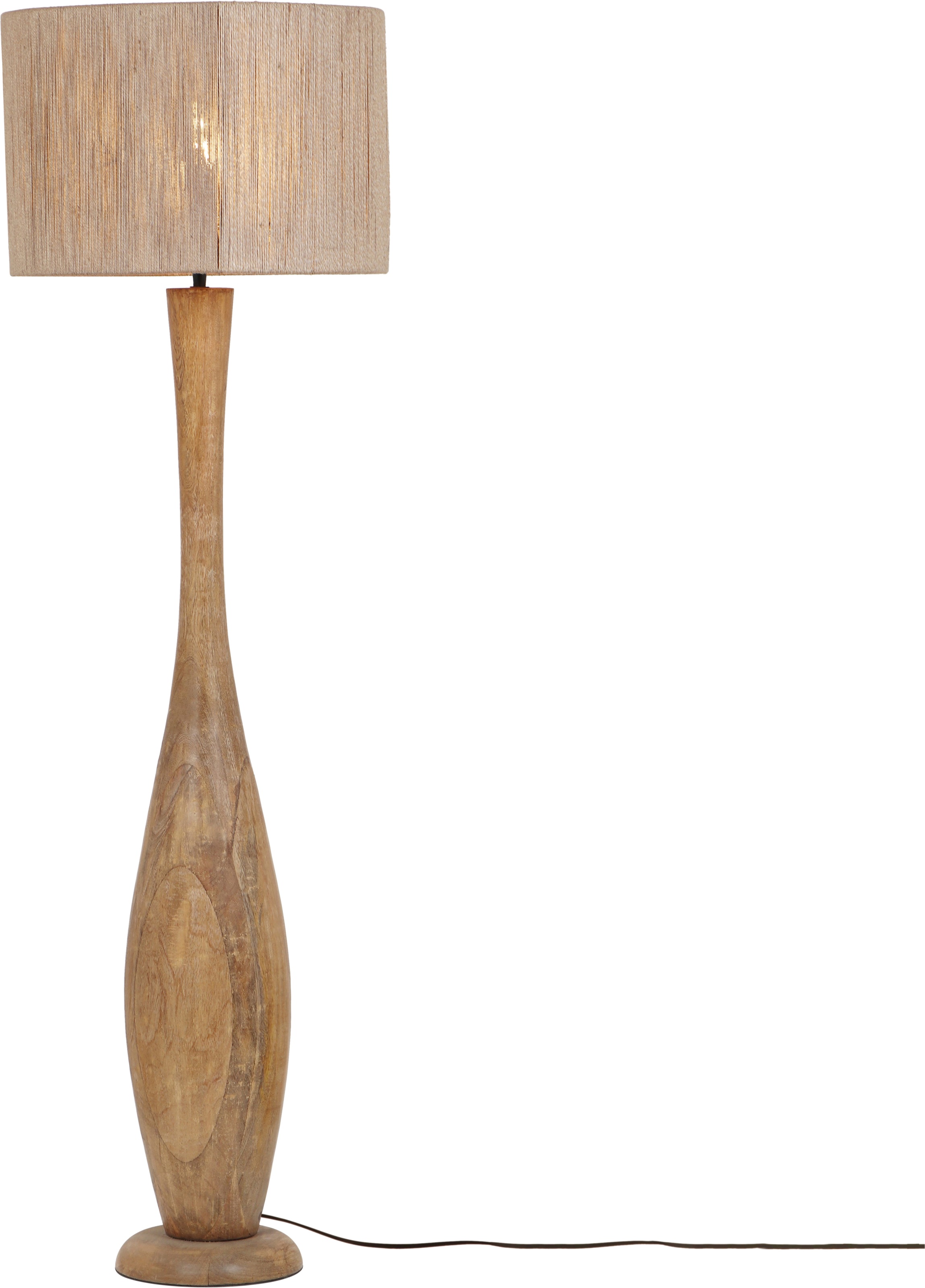 TRIO Leuchten Stehlampe »TOBA, Massivholz Stehleuchte naturbelassen, mit Jute Lampenschirm« E27 1 Stk. warmweiß - kaltweiß exkl 1x E27 max 10W, Höhe 135 cm Ø 35 cm, Schirm Fäden aus Jute Stoff
