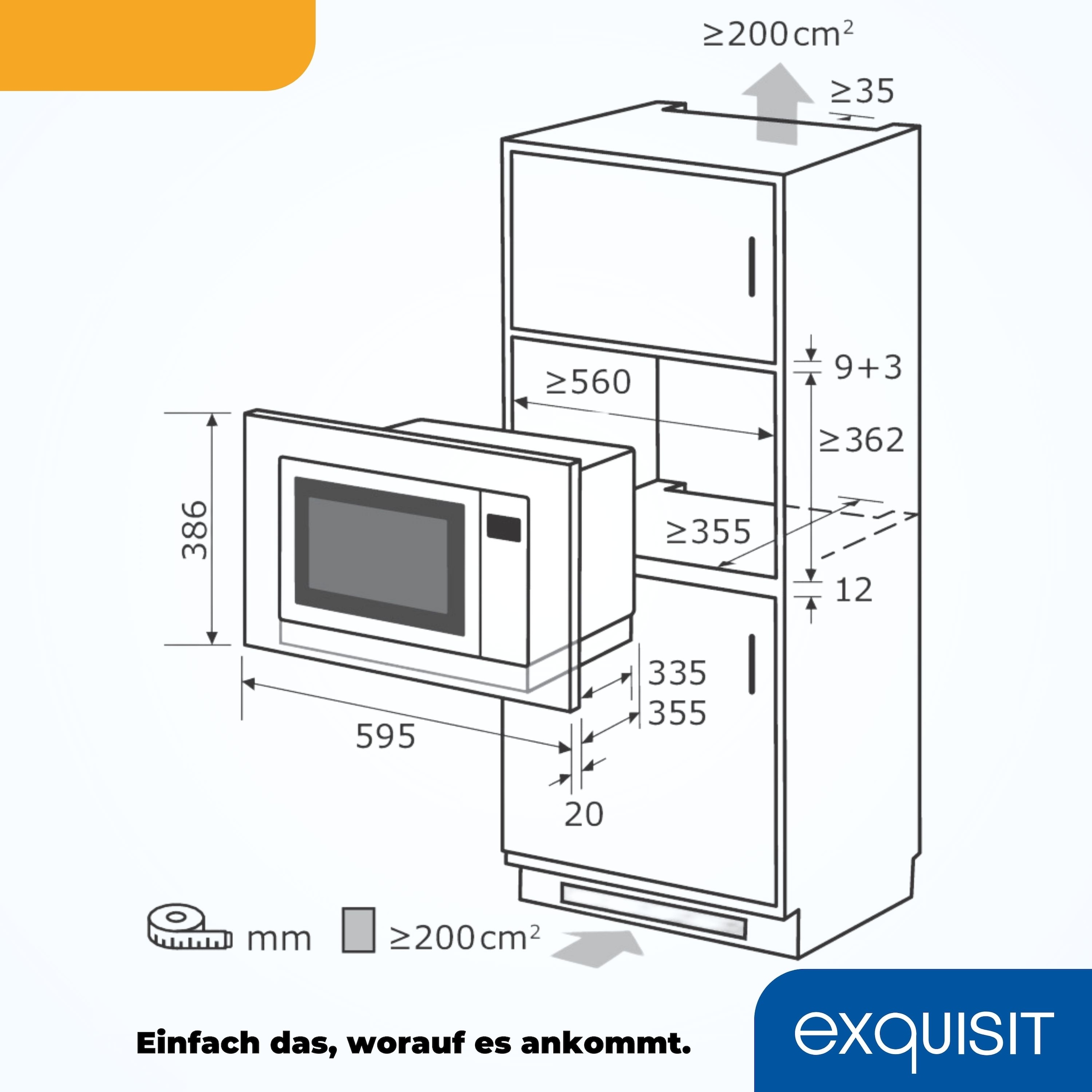 exquisit Einbau-Mikrowelle »EMW25-G-020«, Grill-Mikrowelle, 1450 W