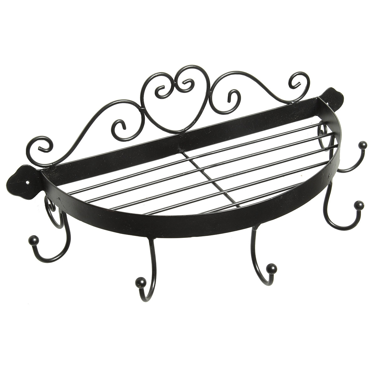 Ambiente Haus Wandregal »Regal halbrund mit Haken in Schwarz« 1 Stk. tlg. Aufbewahrungslösung für Flur, Küche oder Bad mit 5 Haken
