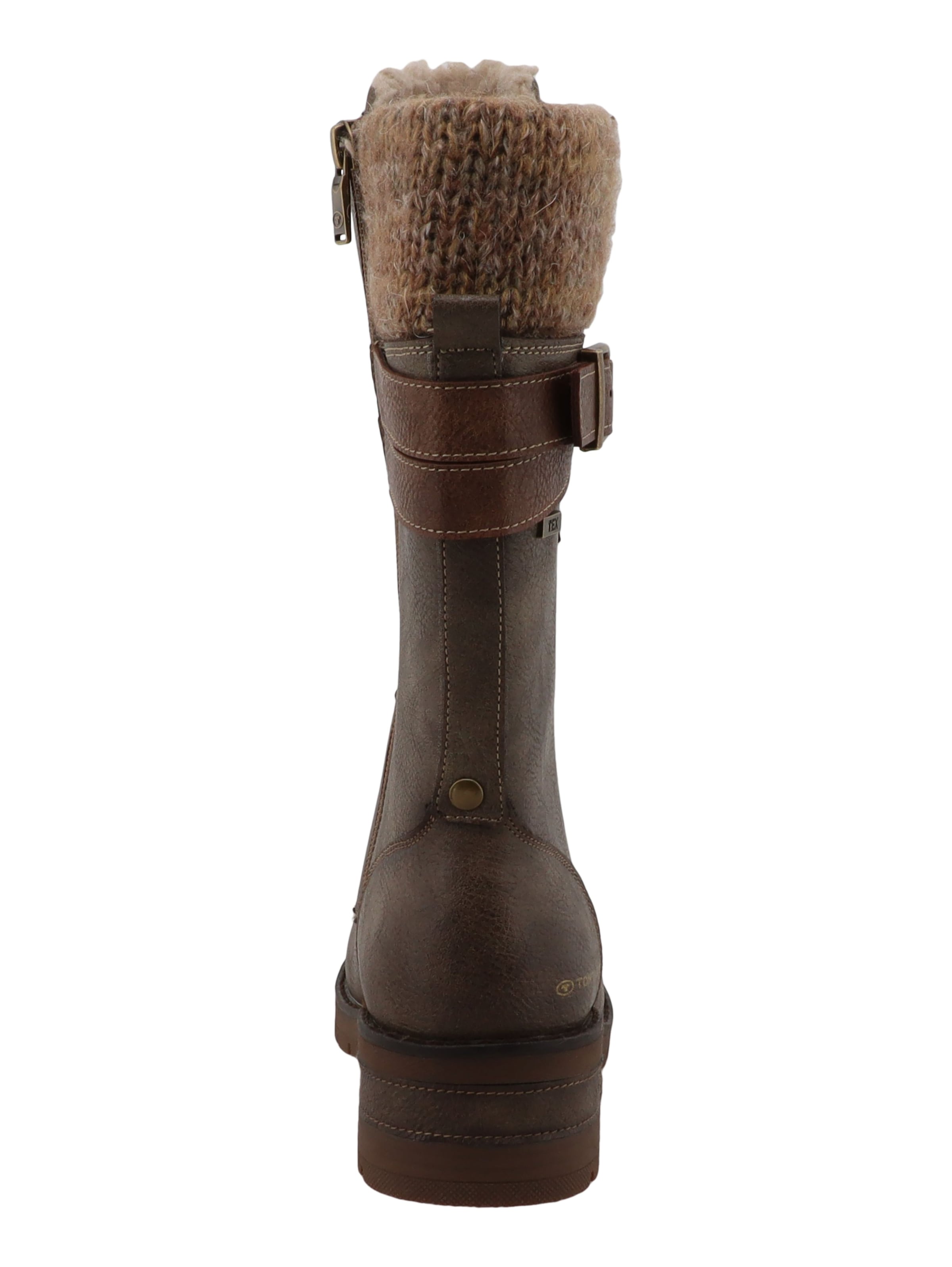 TOM TAILOR Winterstiefel  Blockabsatz, Schnürstiefel mit modischem Strickkragen