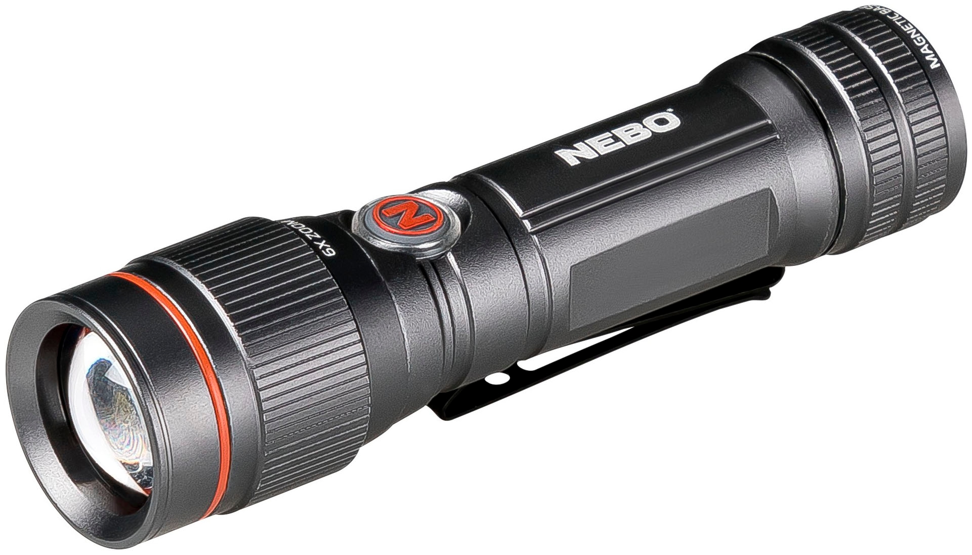 LED Taschenlampe NEBO, H:10,8cm L:2,7cm T:2,7cm, schwarz, Aluminium, Mobilleuchten, "Nebo 450 FLEX", Flexibel mit Akku- oder Batteriebetrieb nutzbar