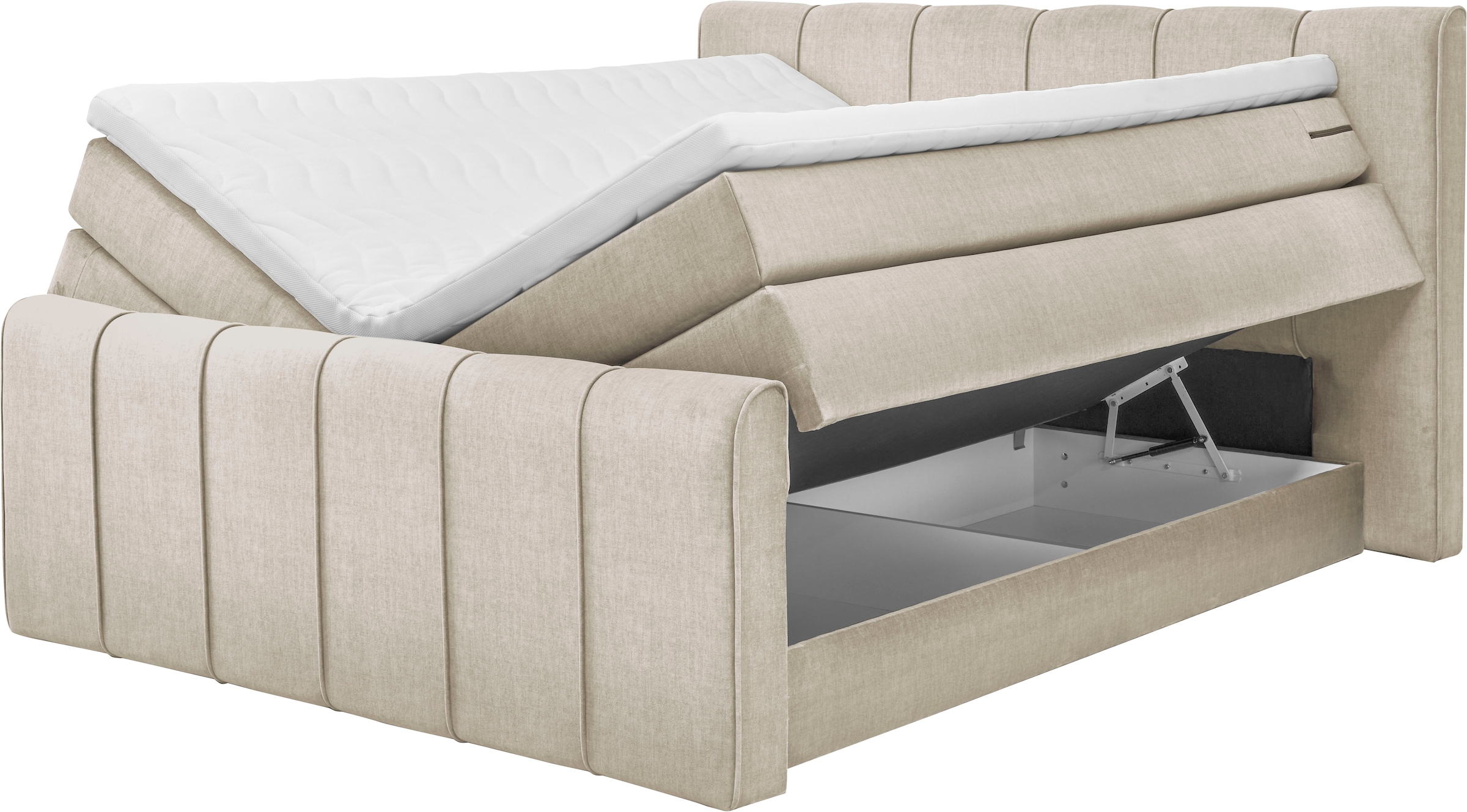 set one by Musterring Boxspringbett »Fairfield«, mit Bettkasten, Kopfteil mit Keder, Breite 160 cm oder 180 cm