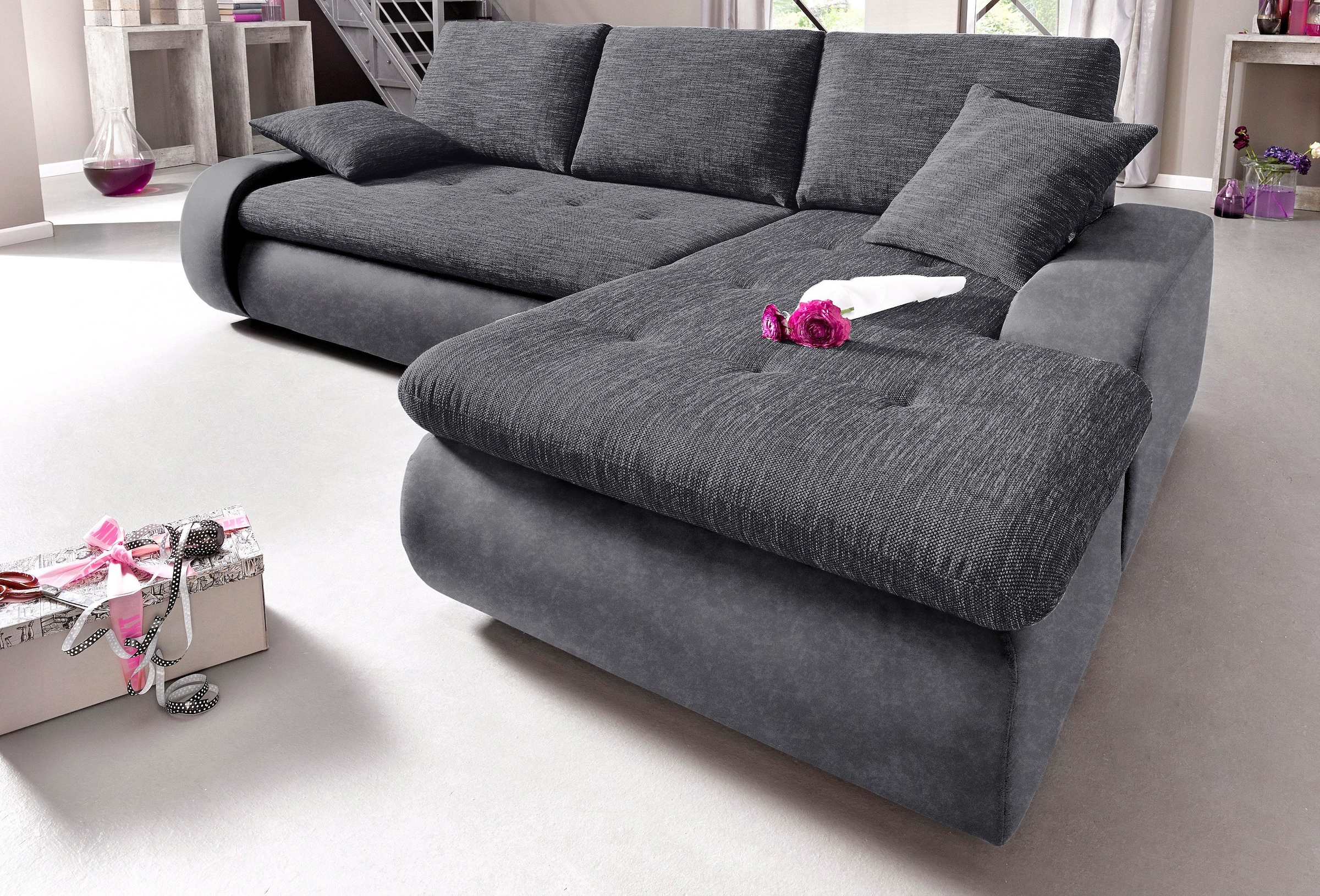 TRENDMANUFAKTUR Ecksofa »Indie, modern und bequem, Materialmix, OTTOs Choice, L-Form«, wahlweise XL oder XXL