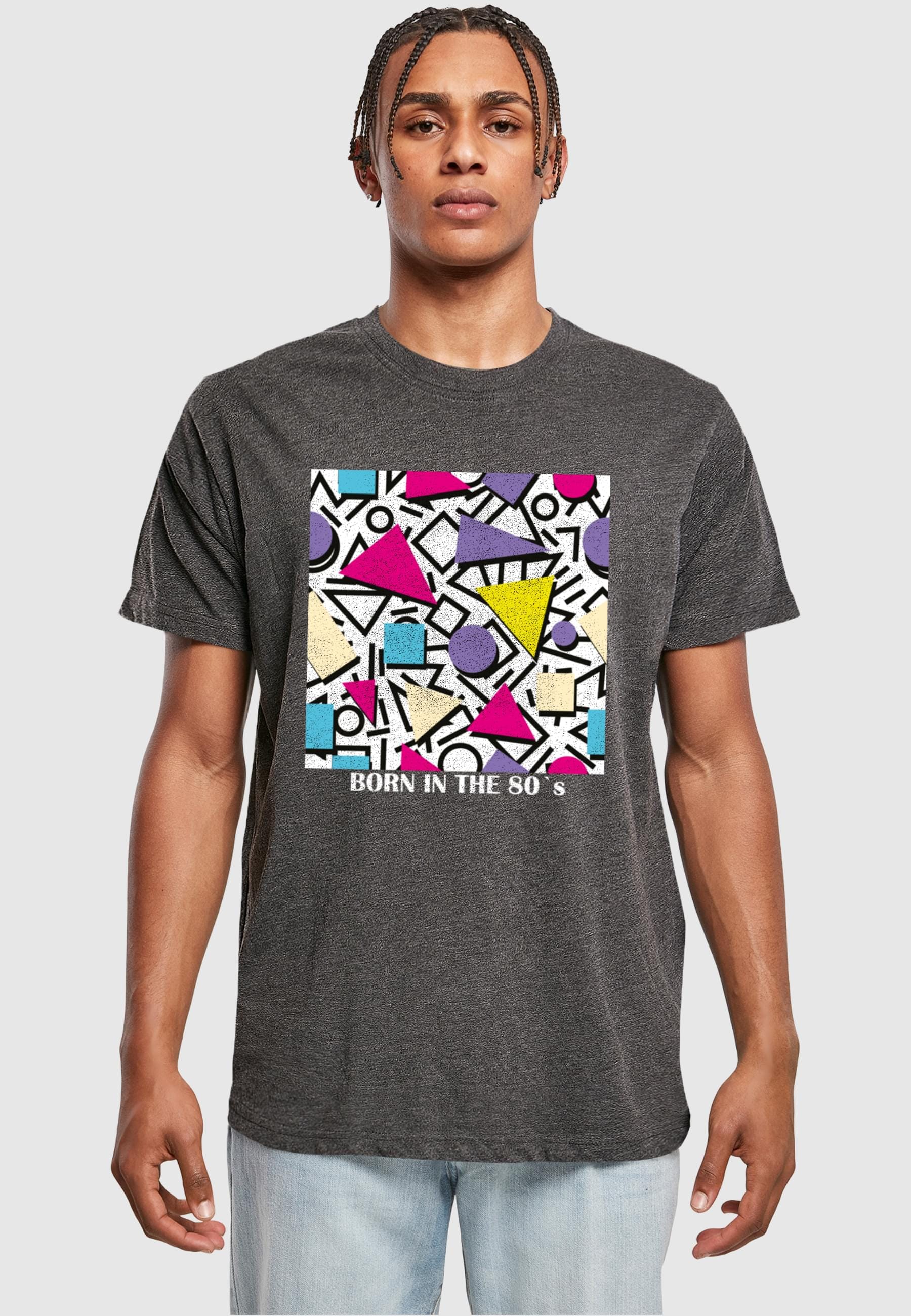 MisterTee T-Shirt »MisterTee Herren Geometric Retro T-Shirt Round Neck«