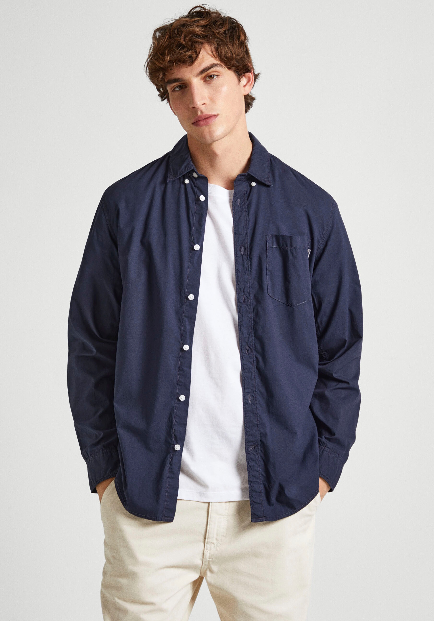 Pepe Jeans NACE Oxford-Hemd Für Kinder – 100% Baumwolle, Normale Passform, Blau