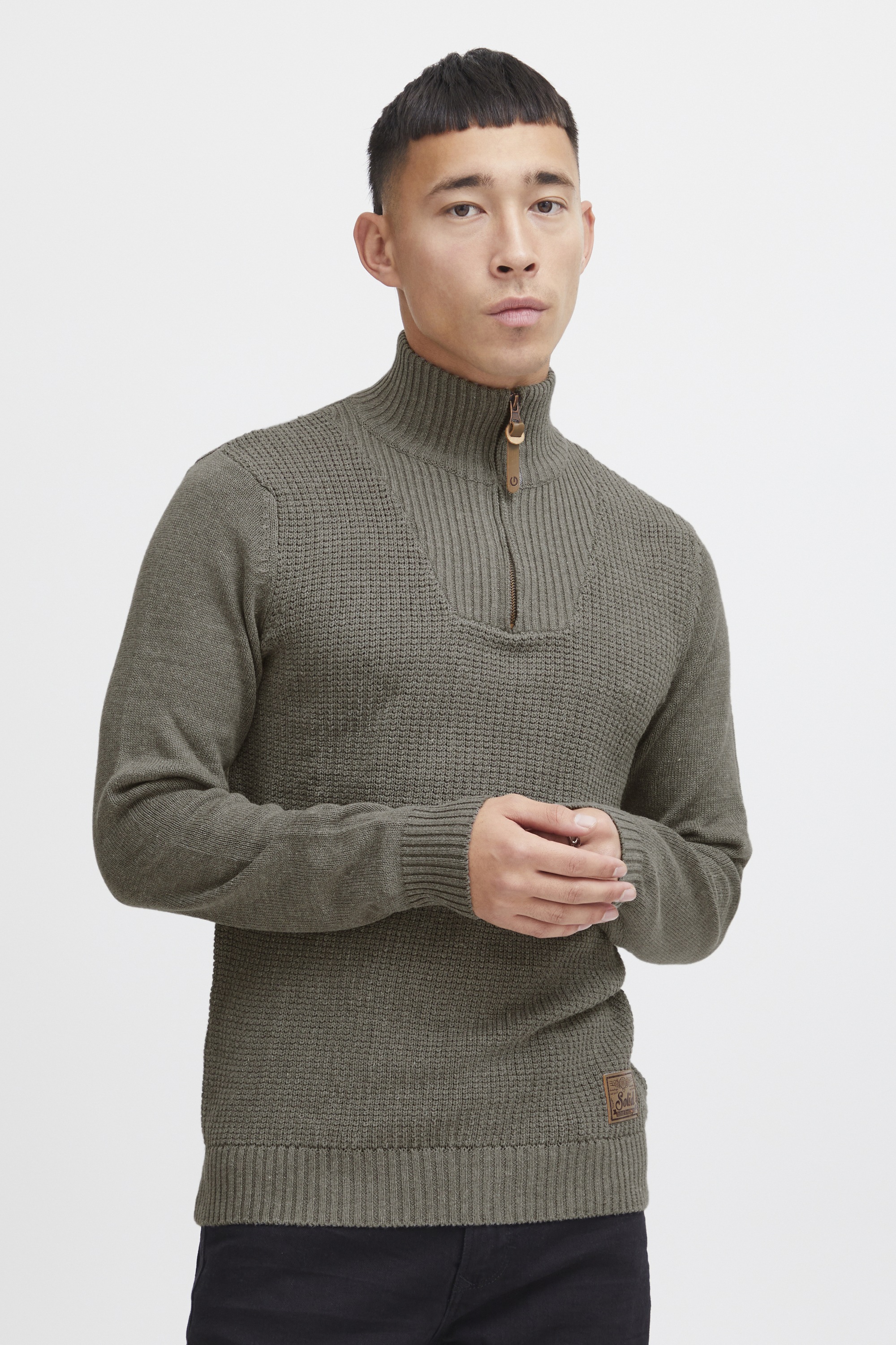 !solid Troyer SOLID "Troyer SDTommy", Herren, Gr. XL, grau (grau mel), Obermaterial: 50% Baumwolle CO. 50% Polyacryl PAN., Pullover Troyer 2