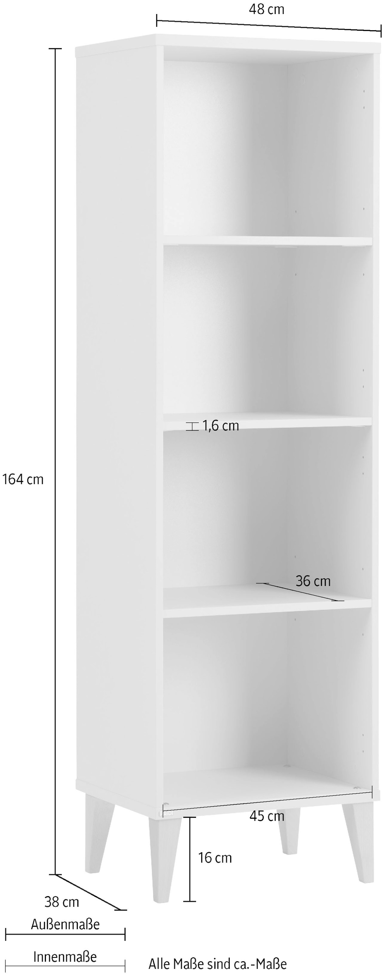 PAIDI Standregal »JONTE in Beige mit offenen Fächern, verschiedene Größen« B/H/T ca. 48-95/164/40cm, Cashmere-Beige,  modernes & langlebiges Regal mit Massivholz-Füßen, Highboard