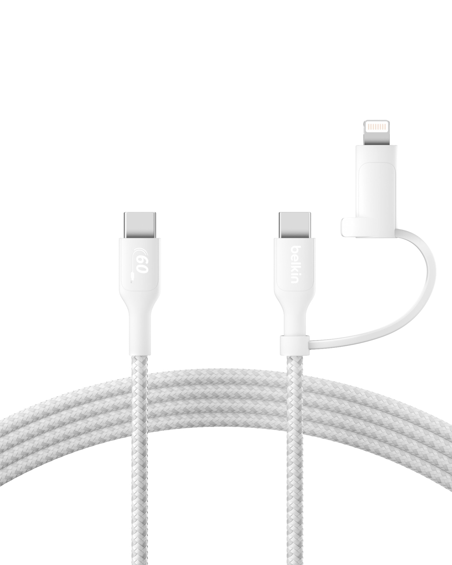 Belkin Lightningkabel »BoostCharge Pro 2-in-1-Kabel mit USB-C-Stecker und Lightning Connector«, USB-C-Lightning, 150 cm, geflochtene Ummantelung, USB-IF und MFi-zertifiziert