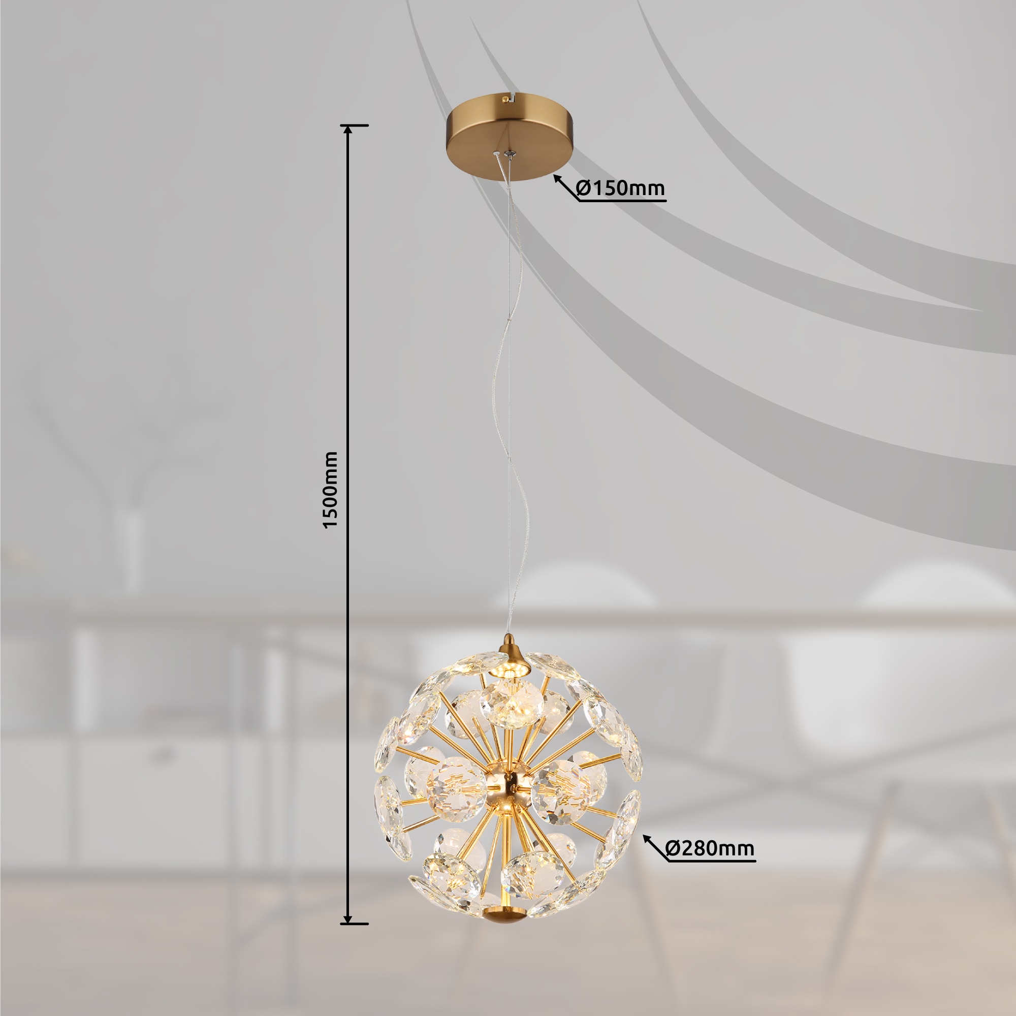 GLOBO LIGHTING LED Pendelleuchte »VIRINA«, Leuchtmittel LED-Modul | LED fest integriert, Hängelampe/Hängeleuchte/Wohnzimmer/Esstisch/elegant