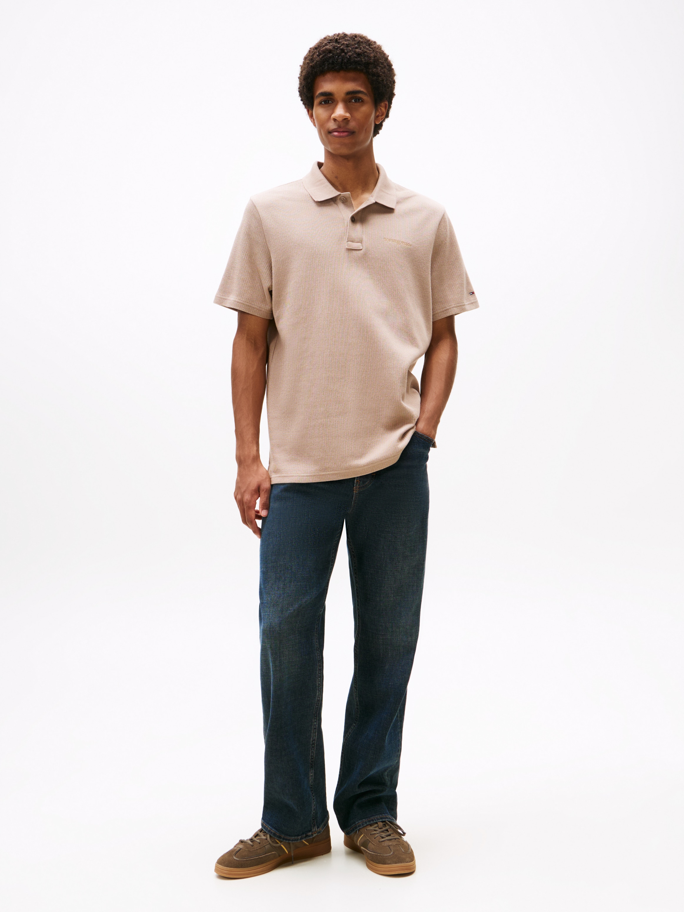 Tommy Jeans Poloshirt »TJM WAFFLE SCRIPT«, regular fit, mit Struktur, Polokragen