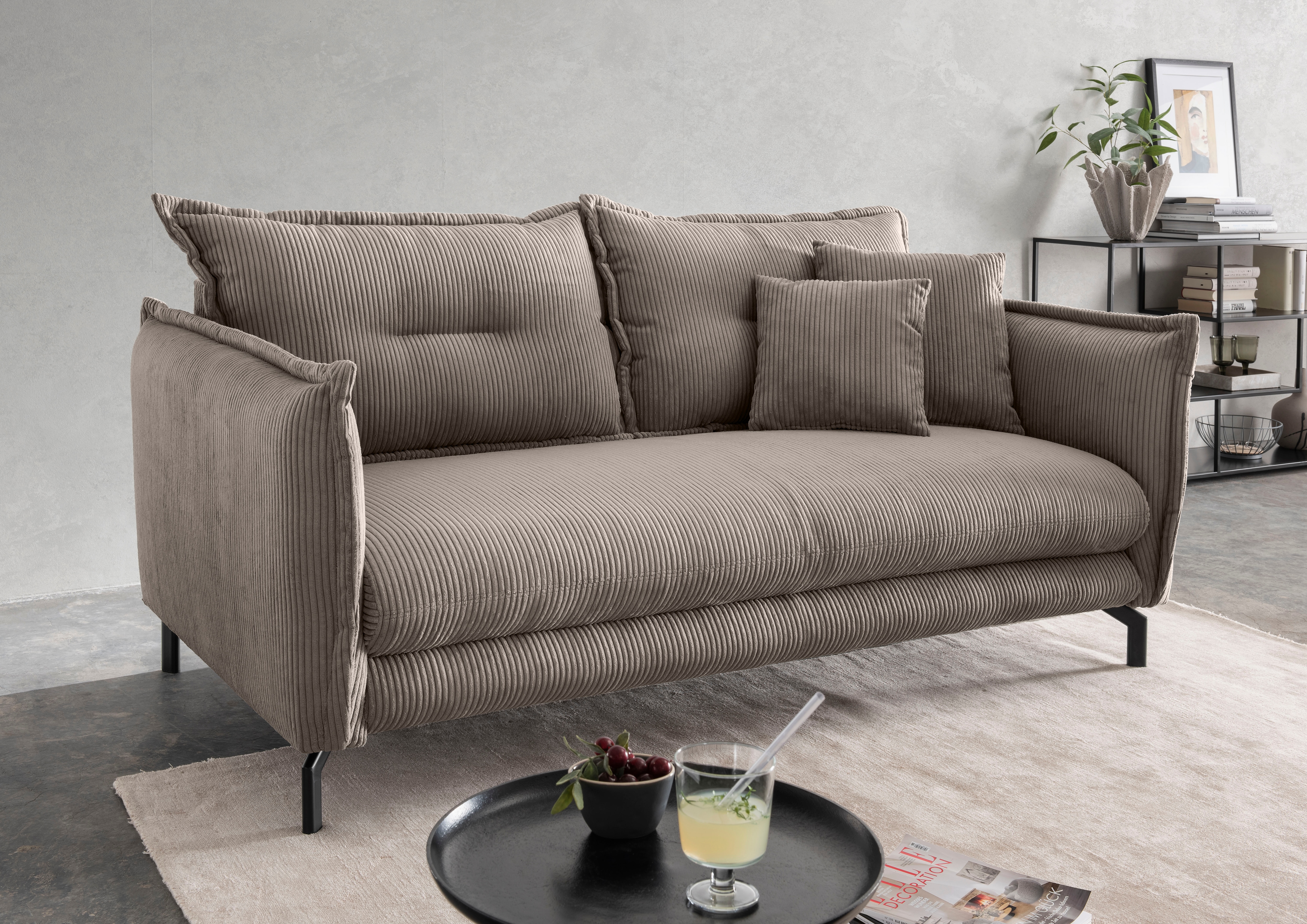 Home affaire 3-Sitzer "Lava modern & bequem, verstellbare Armlehnen, tolle Detailverarbeitung" zwei verschiedene Fußfarben wählbar