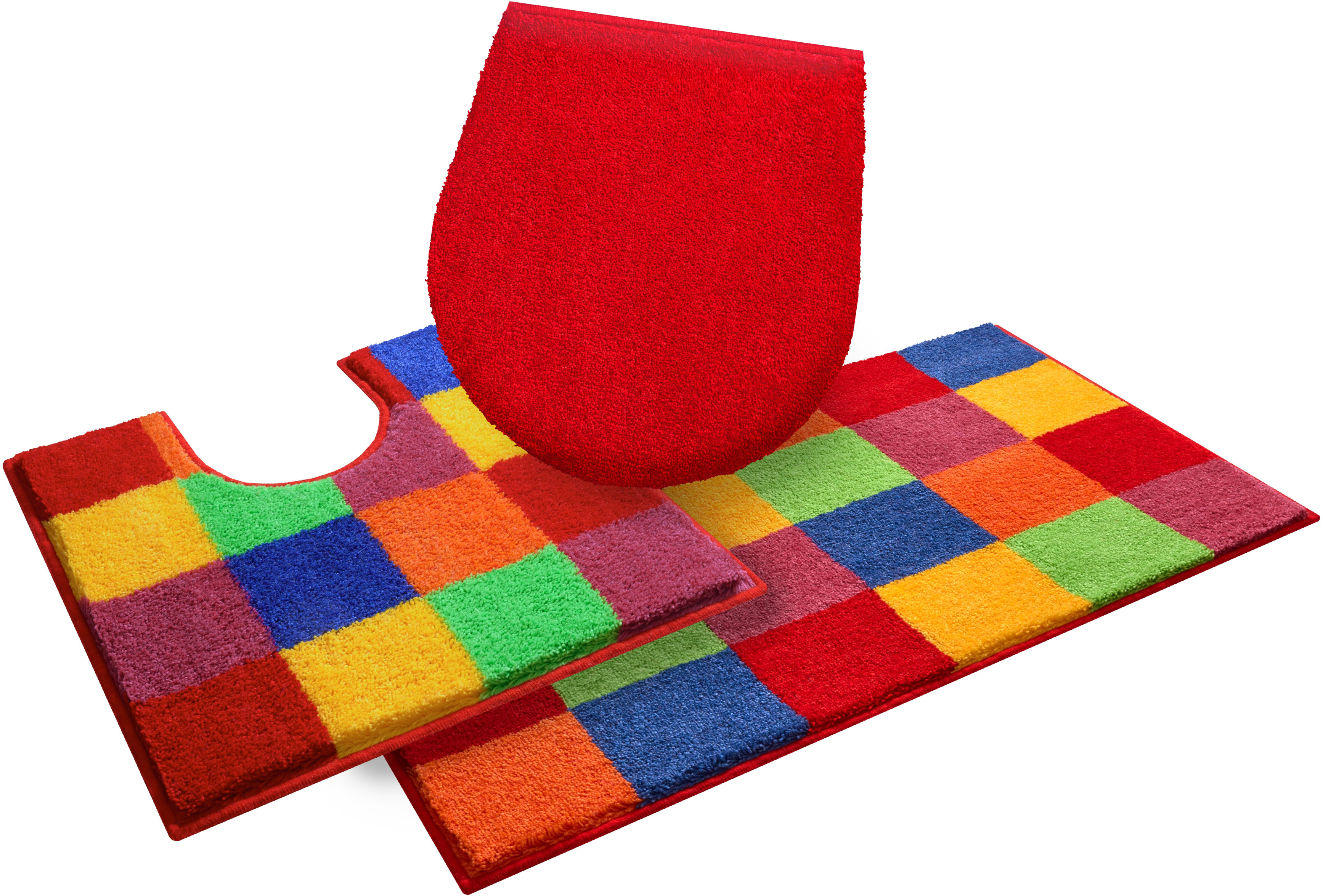 Grund Badematte "Mosaik, Badvorleger, Badezimmer Teppich, sehr weich" Höhe 20 mm rutschhemmend beschichtet fußbodenheizungsgeeignet angenehm weich, auch als 3 teiliges Set erhältlich, Made in Europe