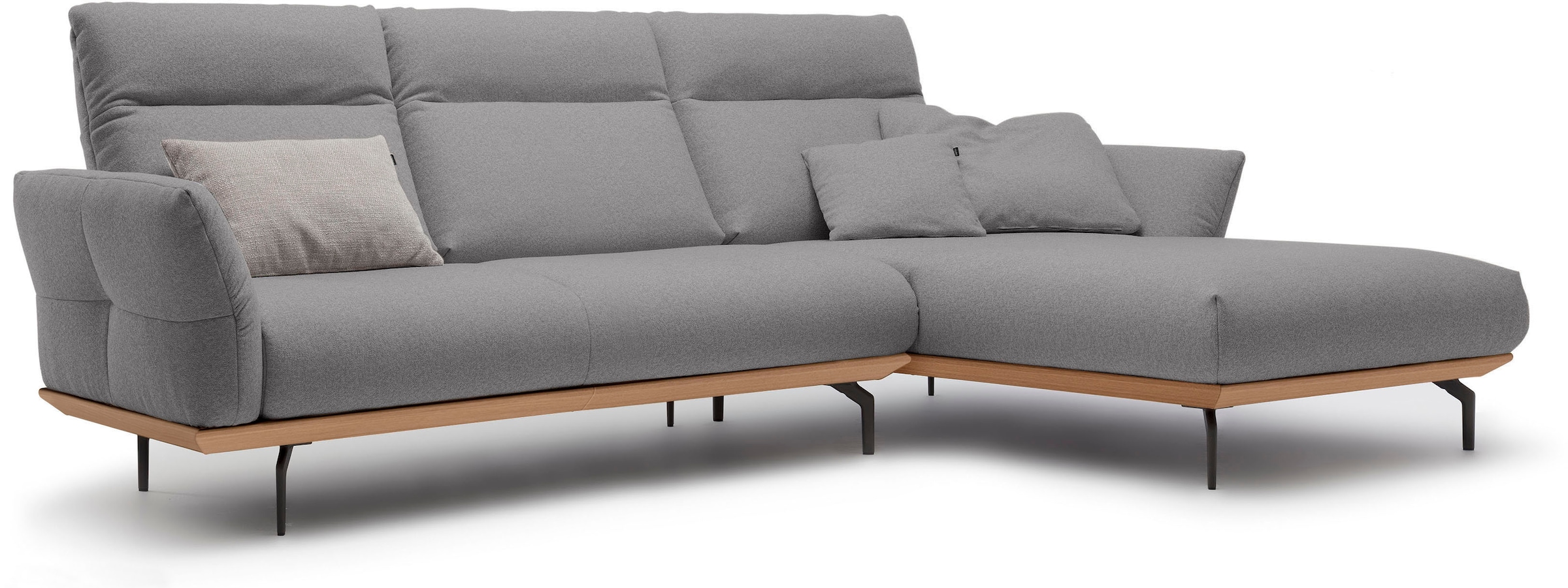 Creation BY ROLF BENZ Ecksofa »CR.460 Designsofa mit verstellbarer Rückenlehne, hochwertig & bequem« Sockel in Eiche, Alugussfüße in umbragrau, Breite 298 cm
