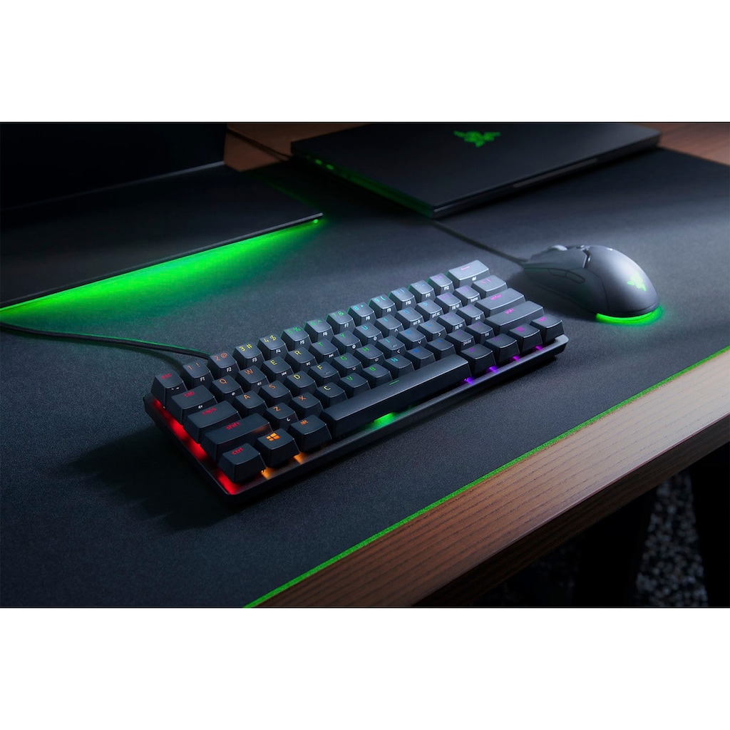 RAZER Gaming-Tastatur »Huntsman Mini - Clicky Optical Switch (Lila) - DE - Schwarz«, (Funktionstasten)