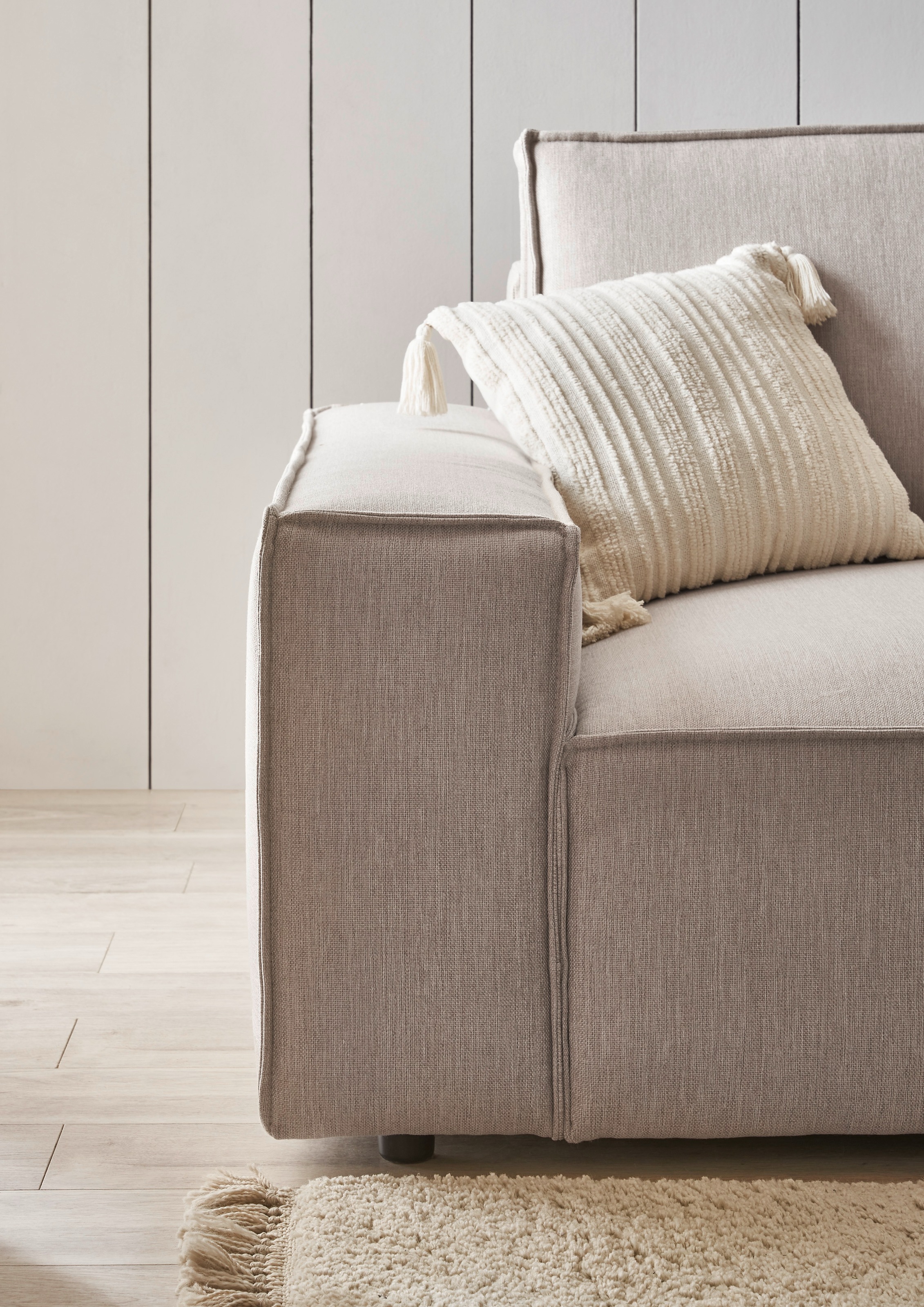 Home affaire Ecksofa »NEU: SHERWOODL XXL 284, Big-Sofa L-Form, tiefe Sitzfläche 95 cm, Cord,«, Leinenoptik, Recamiere rechts/links, auch als Schlafsofa stellbar