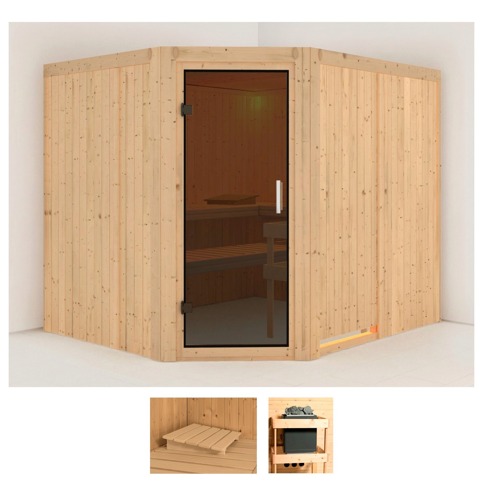 KARIBU Sauna "Marit", ohne Ofen, (ohne Ofen), beige, Saunen, ohne Ofen