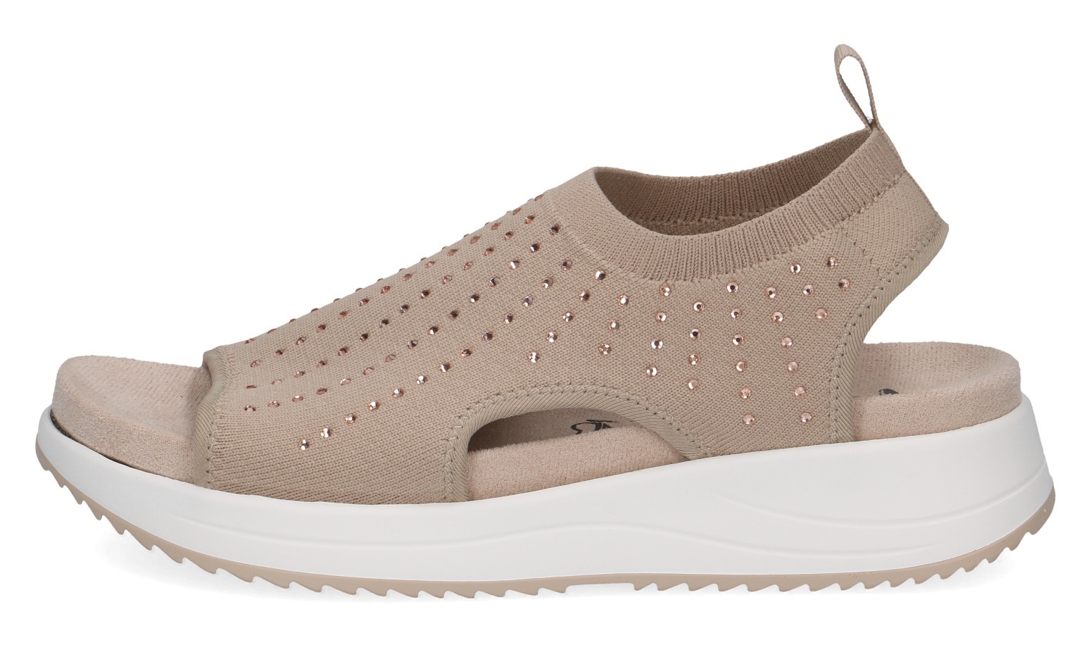 Thumbnail - Caprice Plateausandale, Keilabsatz, Schlupfschuh, Komfortschuh mit glänzenden Strasssteinen