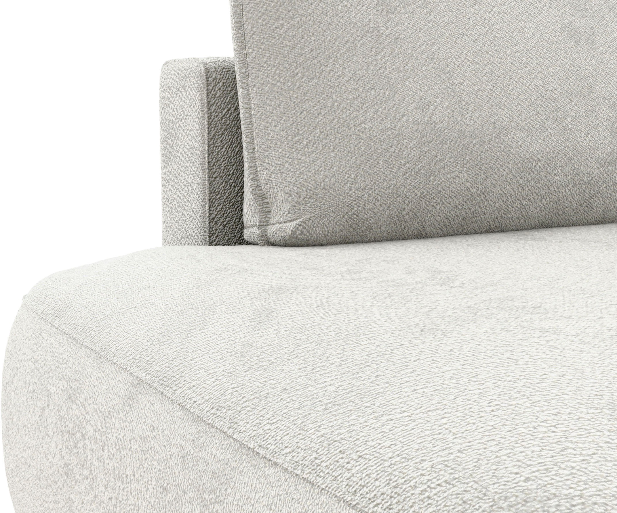 TRENDMANUFAKTUR Ecksofa »Fordon II, Schlafsofa mit Bettkasten, Couch in L-Form, Breite 250 cm«, in Struktur fein LEO, haustierfreundlich, wollweiß, Armlehne rechts