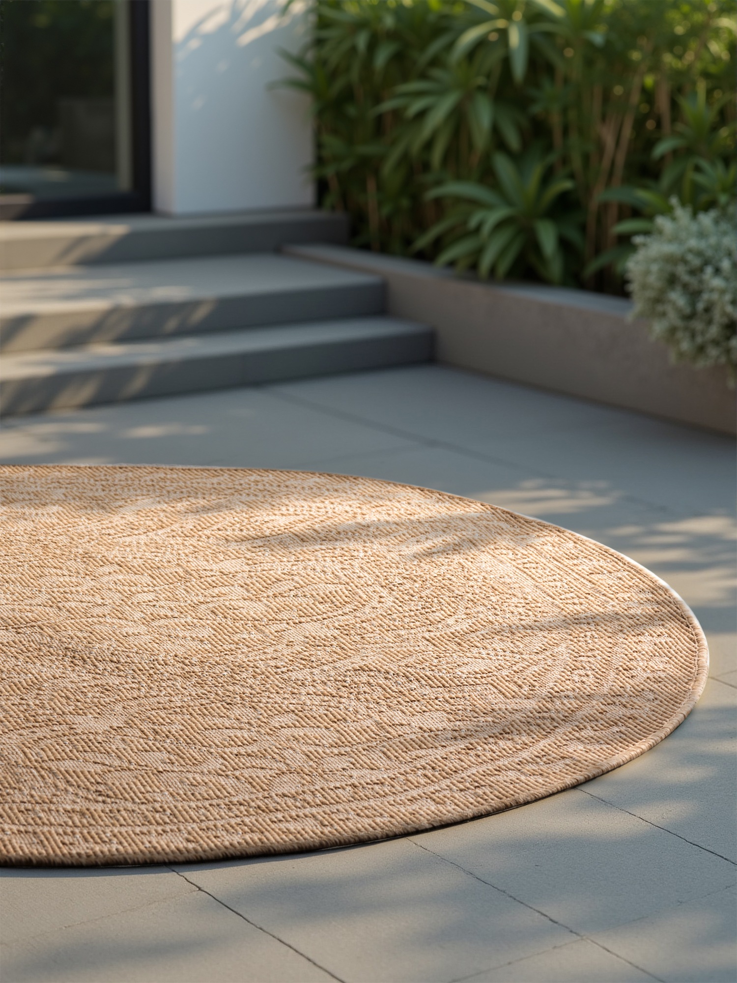 NORTHRUGS Outdoorteppich »Rosel Wendetppich«, rund, 5 mm Höhe, In und Outdoor, Flachgewebe, wetterfest, pflegeleicht, robust