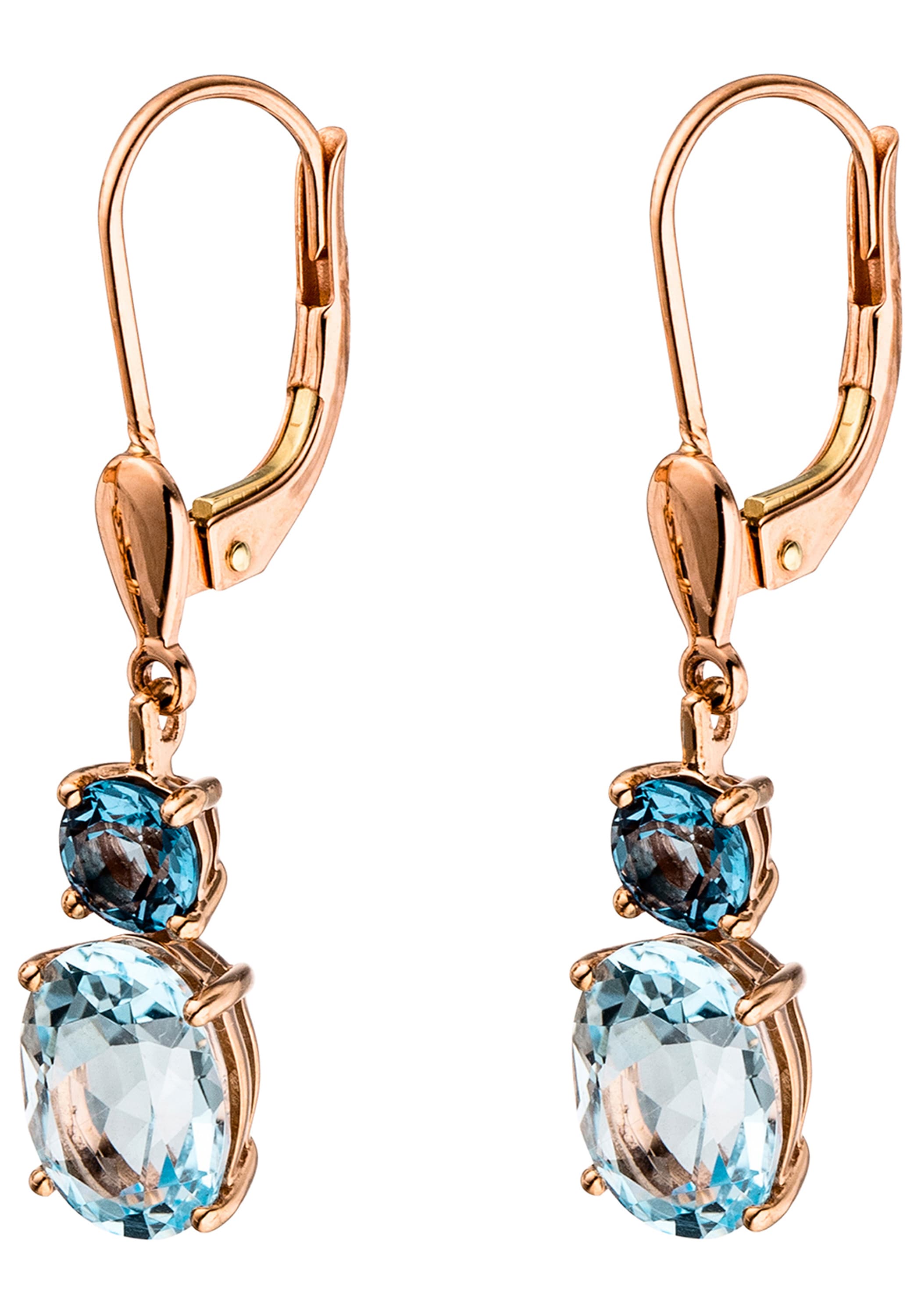 JOBO Paar Ohrhänger »Ohrringe mit Blautopas« 585 Roségold
