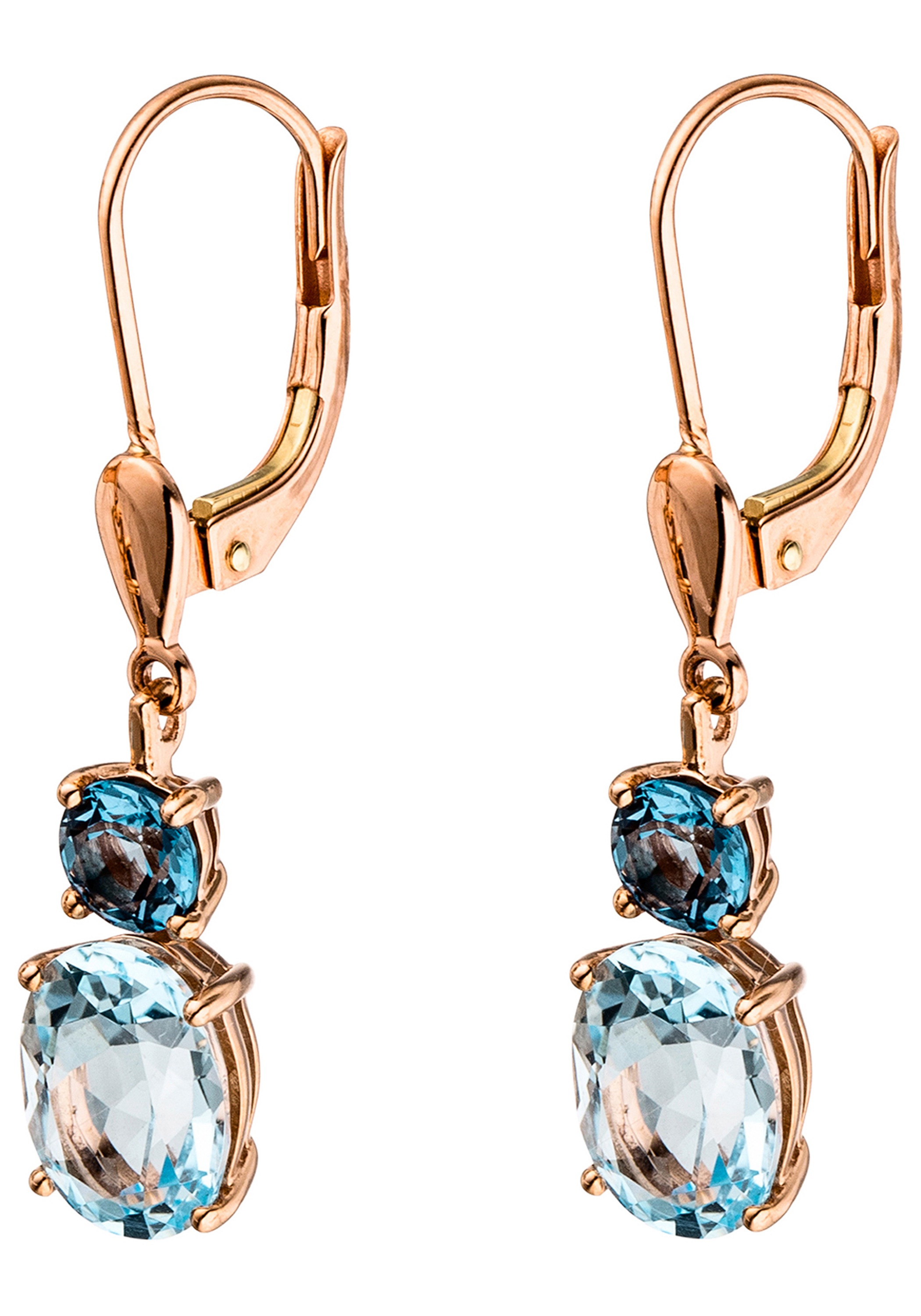JOBO Ohrringe mit Blautopas Earrings Rose Gold 2