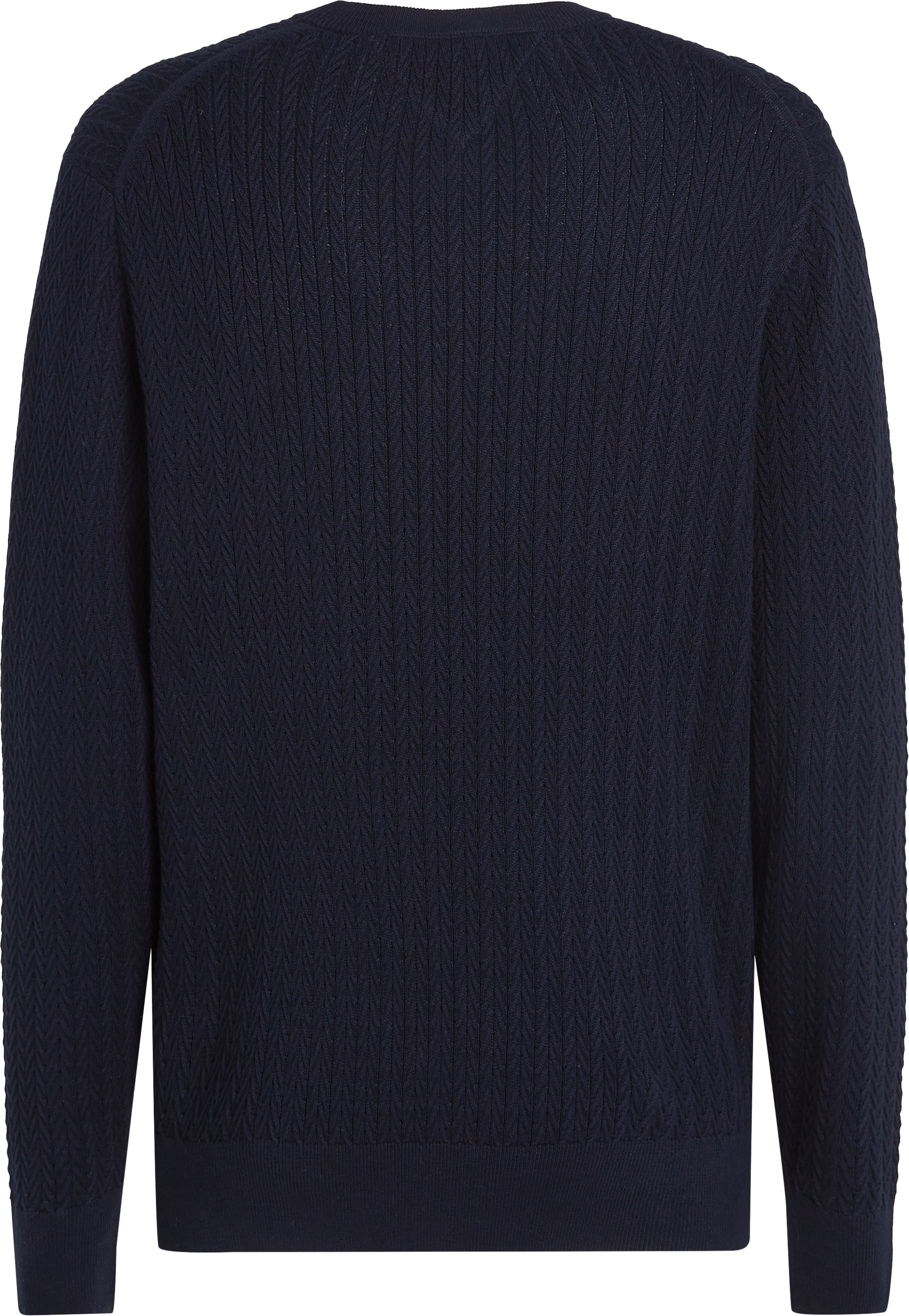 Tommy Hilfiger Strickpullover »HERRINGBONE STRUCTURE C NK«, mit Zopfmuster