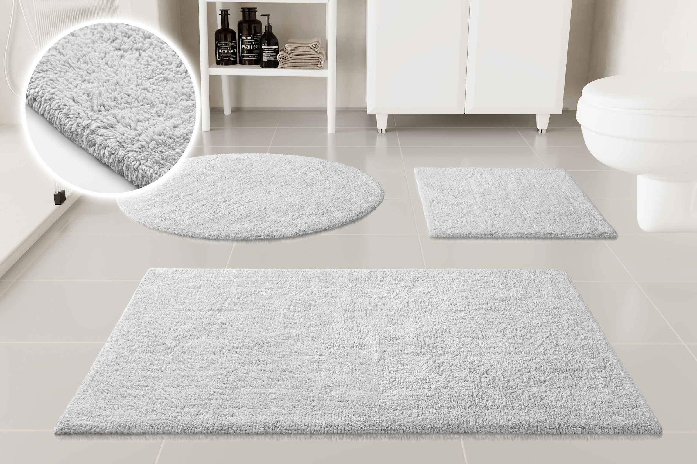 OTTO home Badematte "Selenne, uni, viele Farben, Badvorleger, Badezimmer Teppich" Höhe 20 mm rutschhemmend beschichtet fußbodenheizungsgeeignet Badteppich, getuftet, modern, Uni, antirutsch, flauschig, Baumwolle
