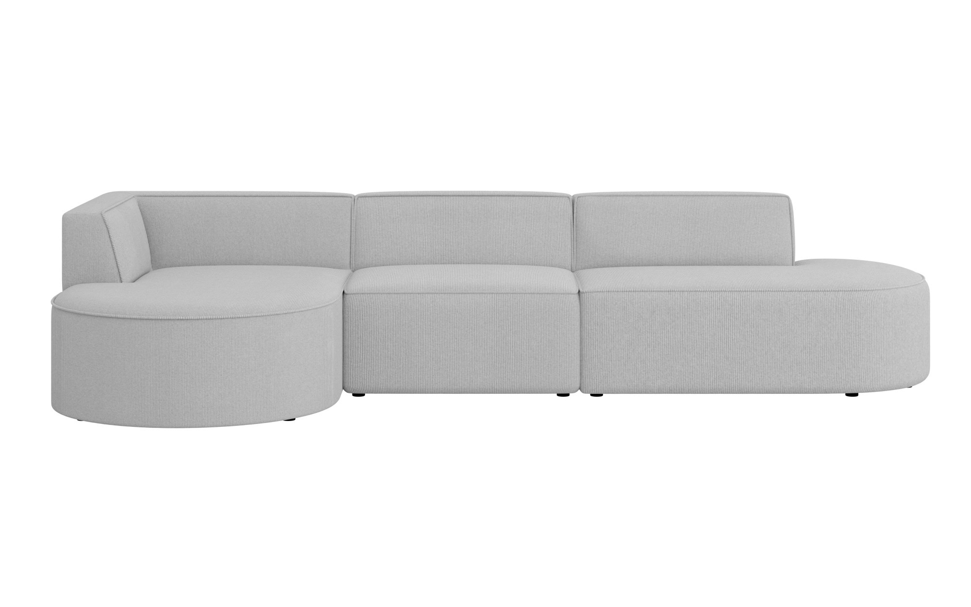 andas Ecksofa »EIVIND Designer Sofa mit Ottomane rechts/links, B/T/H: 343/159/72 cm«, L-Form mit Wellenunterfederung, auch in Feincord und Bouclé