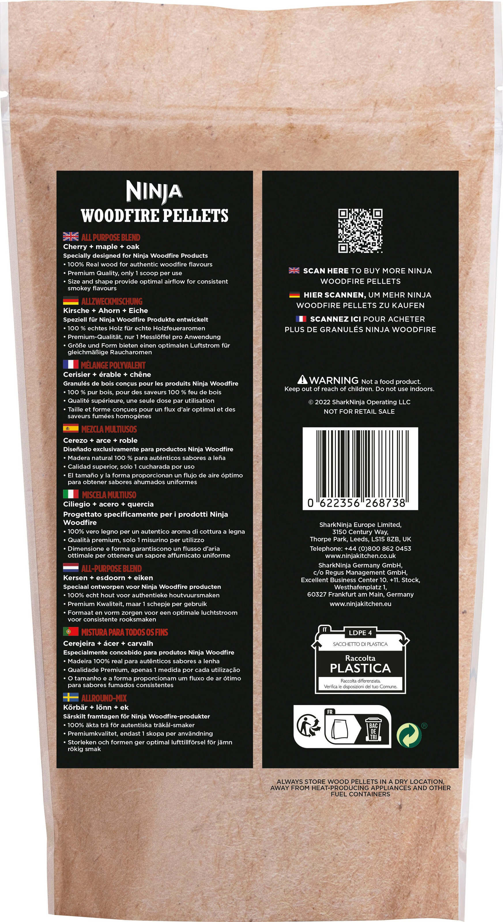 NINJA Holzpellets »Ninja Woodfire Pellets Allzweckmischung 900g XSKOGAPLT2EU«, (1 St.)